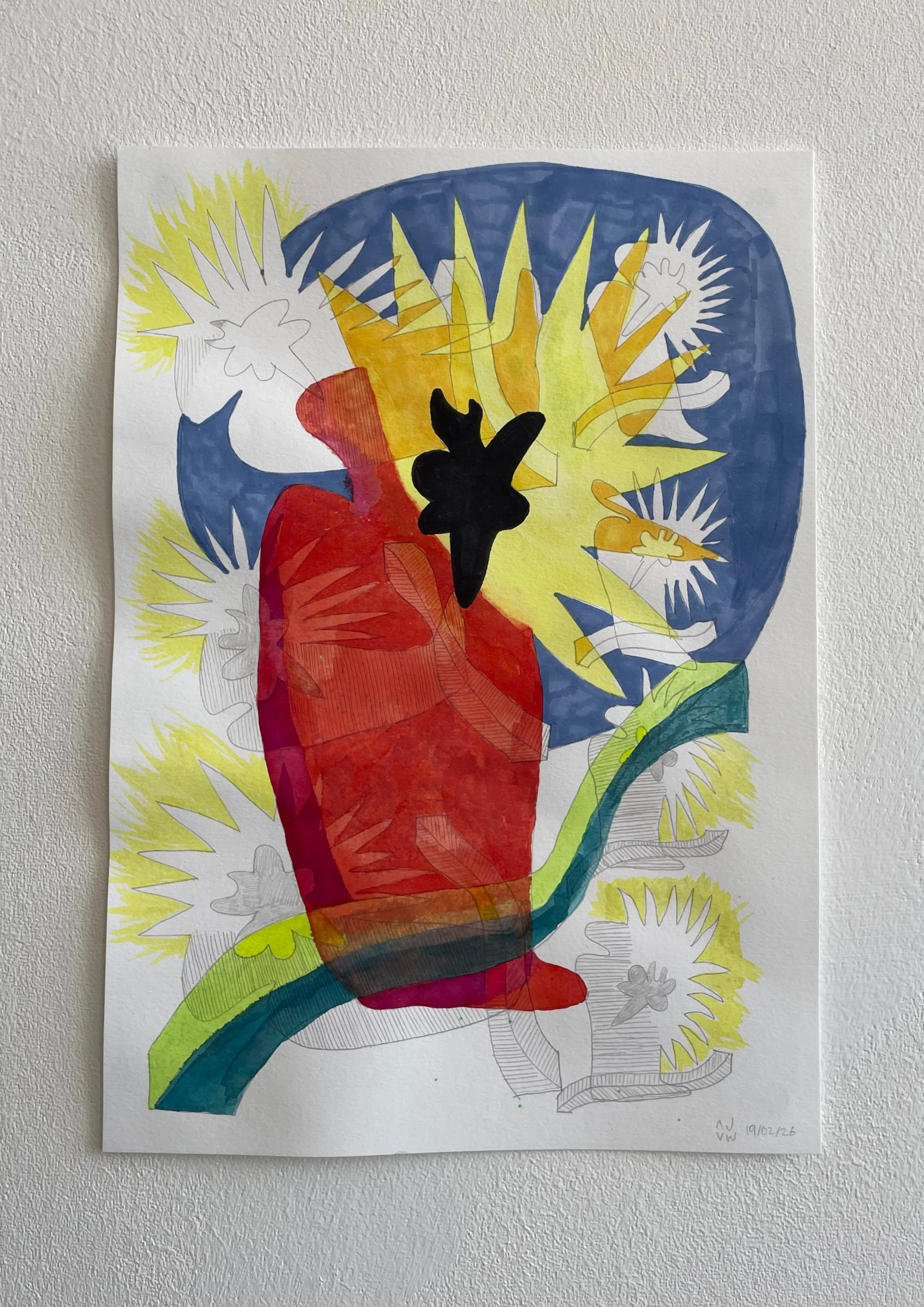 pencil and marker on paper
