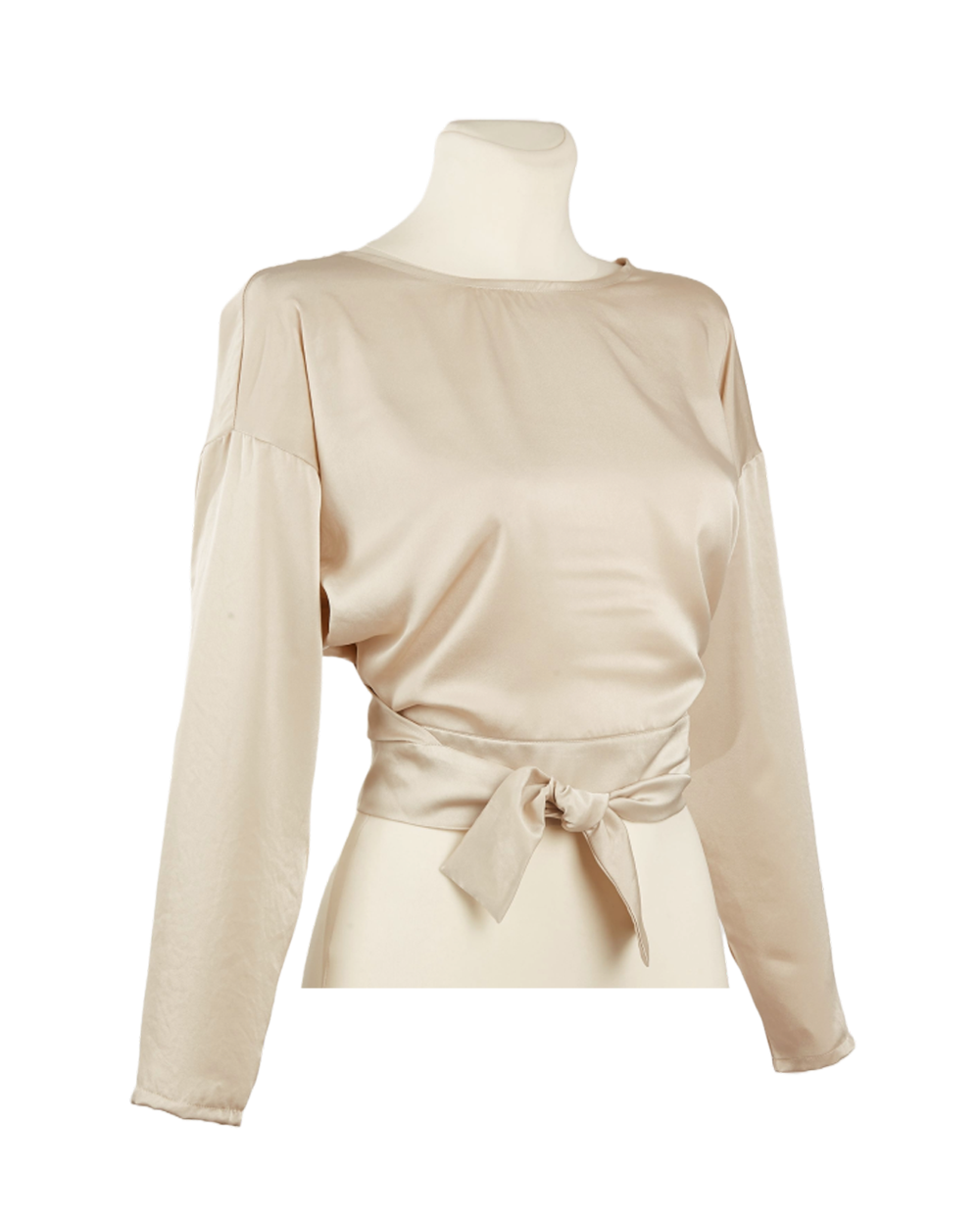Satinartige Bluse mit Bindeband