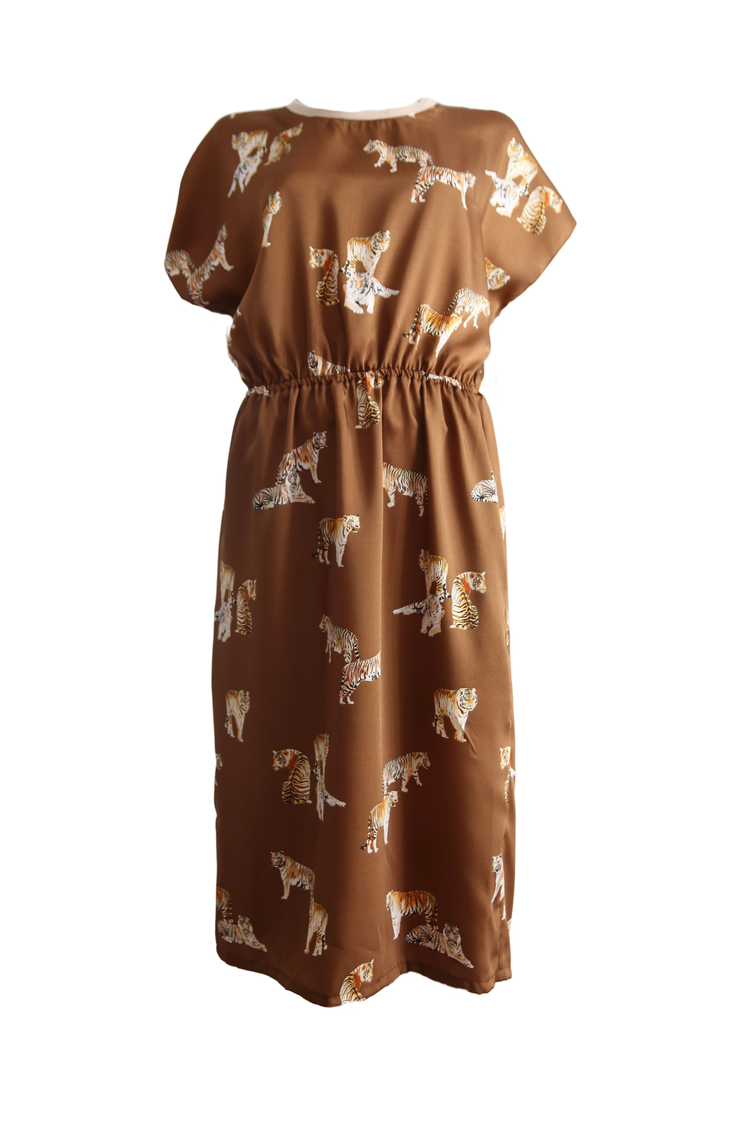 "Curvy" Kleid- Tigerprint Rehbraun