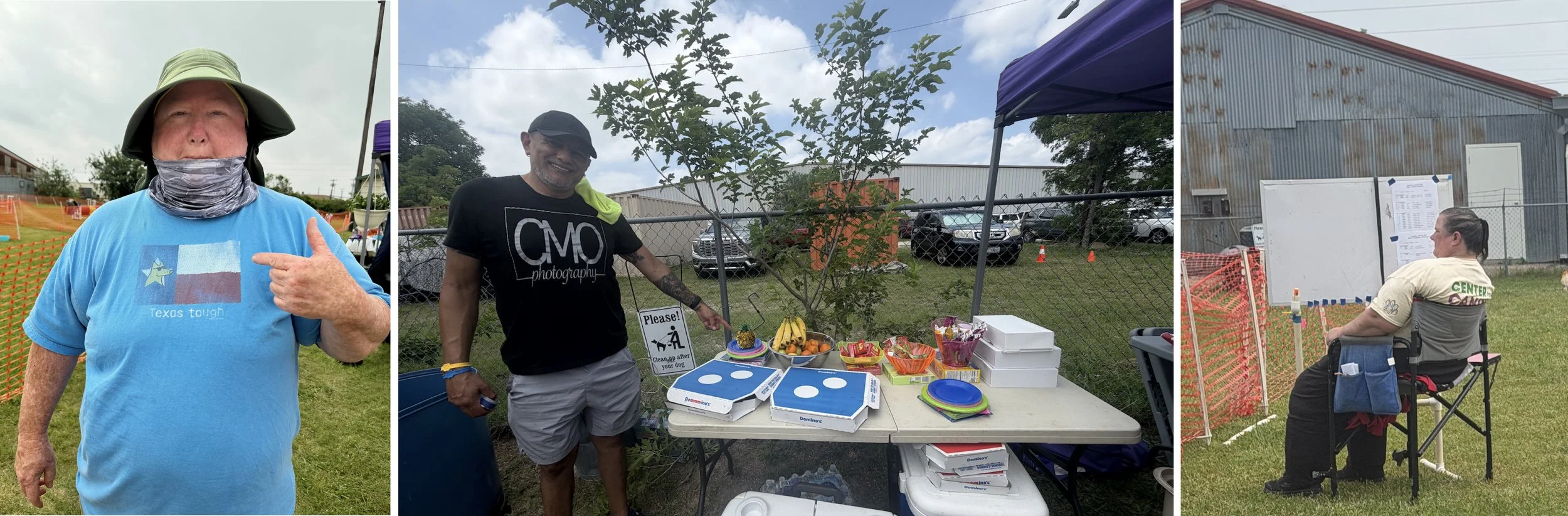 photographer melissa sheehan, volunteer carlos mota, and ccs member julie stanek at ccs spring trial 2026