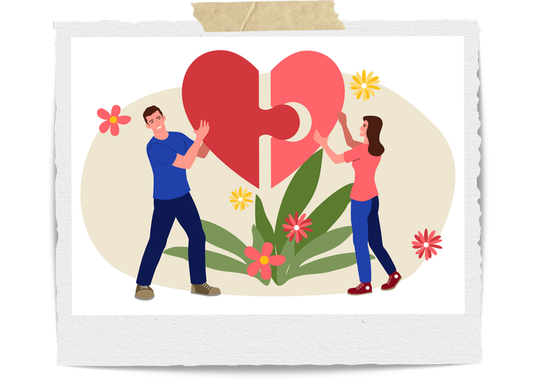 Illustration of a couple rebuilding connection, representing couples therapy, relationship counseling, emotional intimacy, and communication support in Stuart, Florida