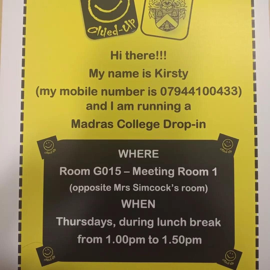 MADRAS DROP IN

Pop along to room G015 beside Mrs Simcocks's room and say hiya to Kirsty👋👋

Kirsty will be there with friendly advice, banter and snacks!!