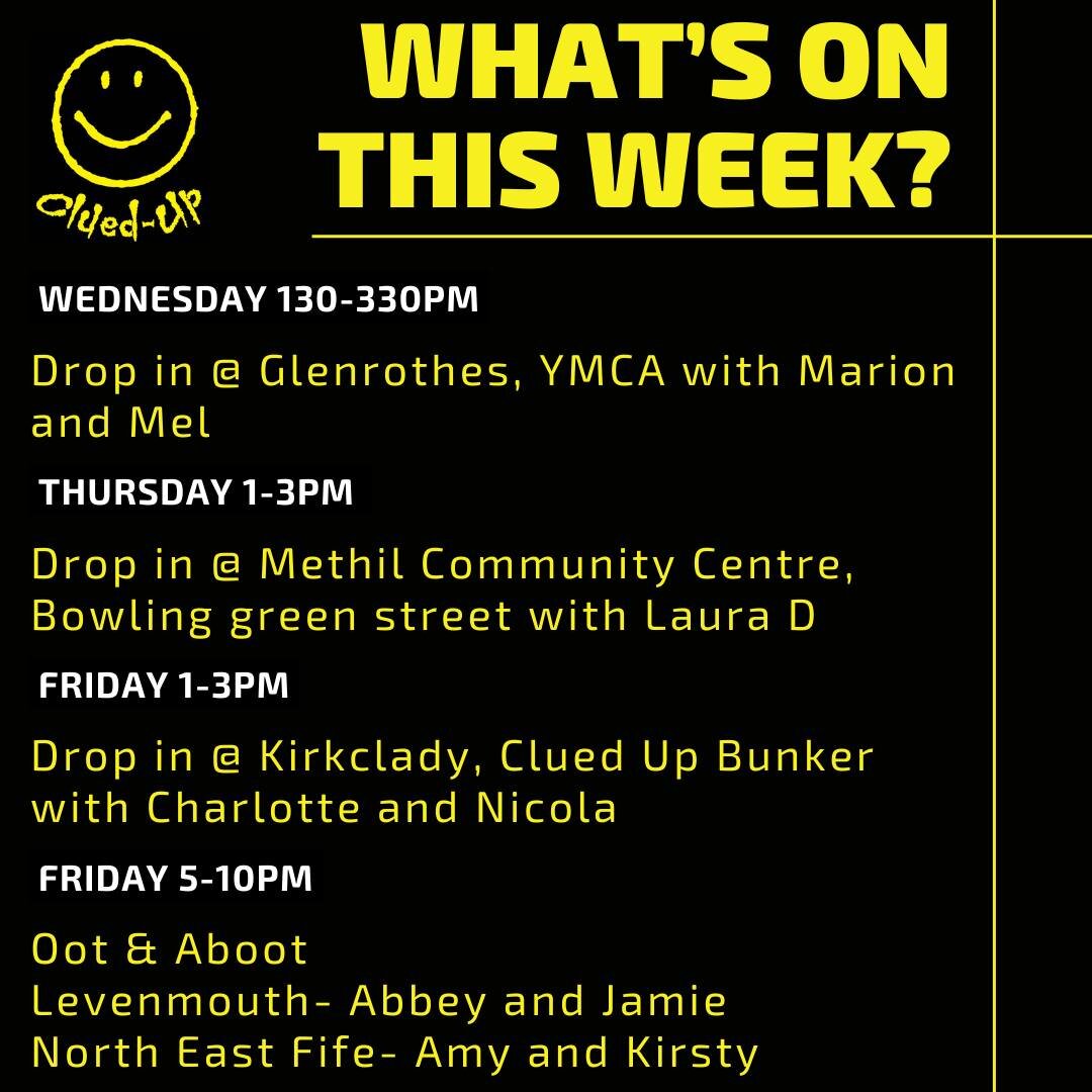 What's on this week at Clued Up?🧐🧐

Pop along to one of our drop ins where you can;
-Have a cuppa with some of our amazing staff☕☕
- Get some support or advice 💪💪
- Find out a bit more about Clued up and what we do

Why not bring a friend along w
