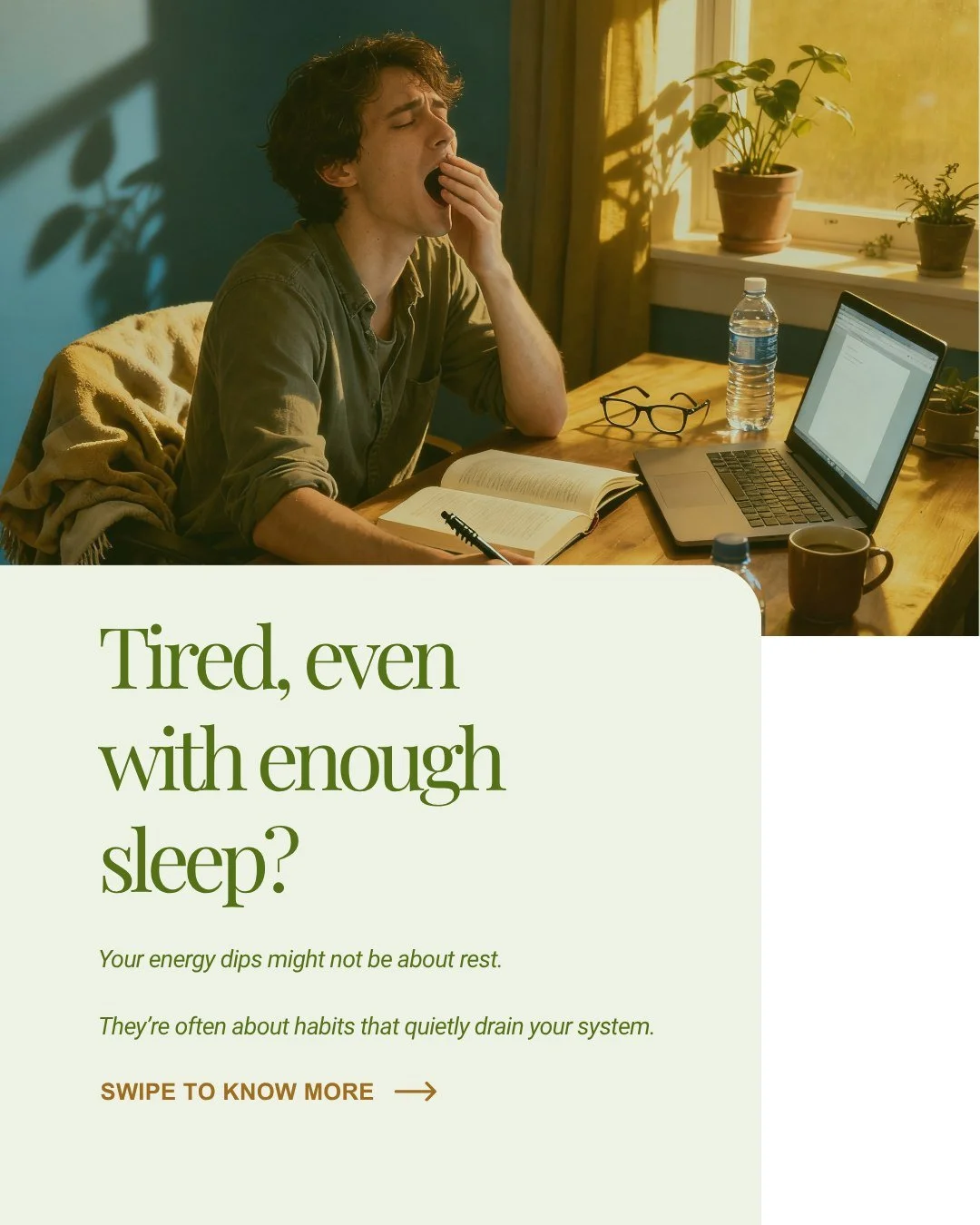 If you&rsquo;re feeling drained even after a full night&rsquo;s sleep, you&rsquo;re not alone &mdash; energy isn&rsquo;t just about rest. ⚡

It&rsquo;s shaped by movement, nutrition, light, hydration, and timing.
These five small levers quietly influ