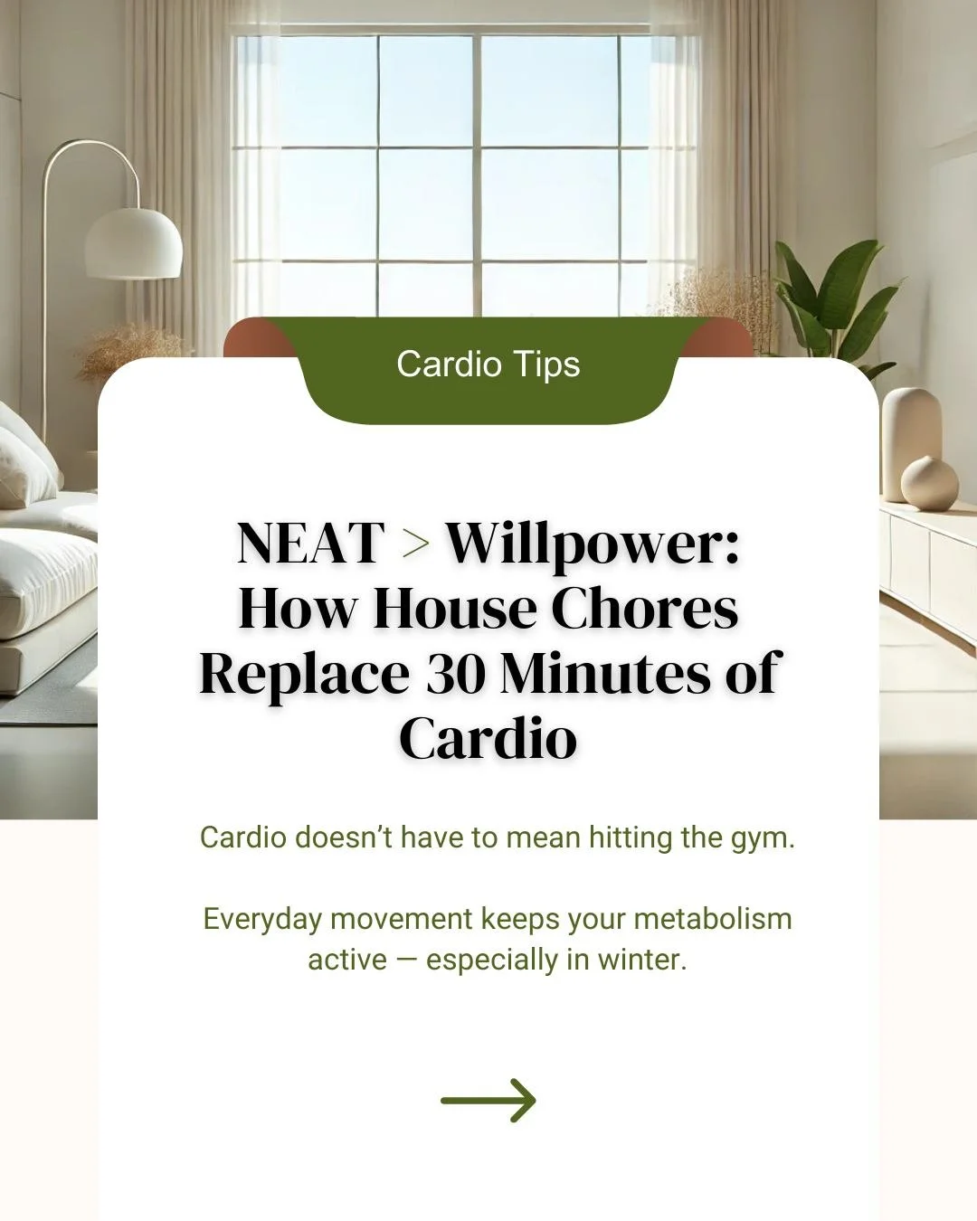 You don&rsquo;t need a gym membership or a long cardio session to support your metabolic health.
NEAT &mdash; your daily, non-exercise movement &mdash; does the work quietly in the background.

These small, everyday tasks may not feel like a workout,