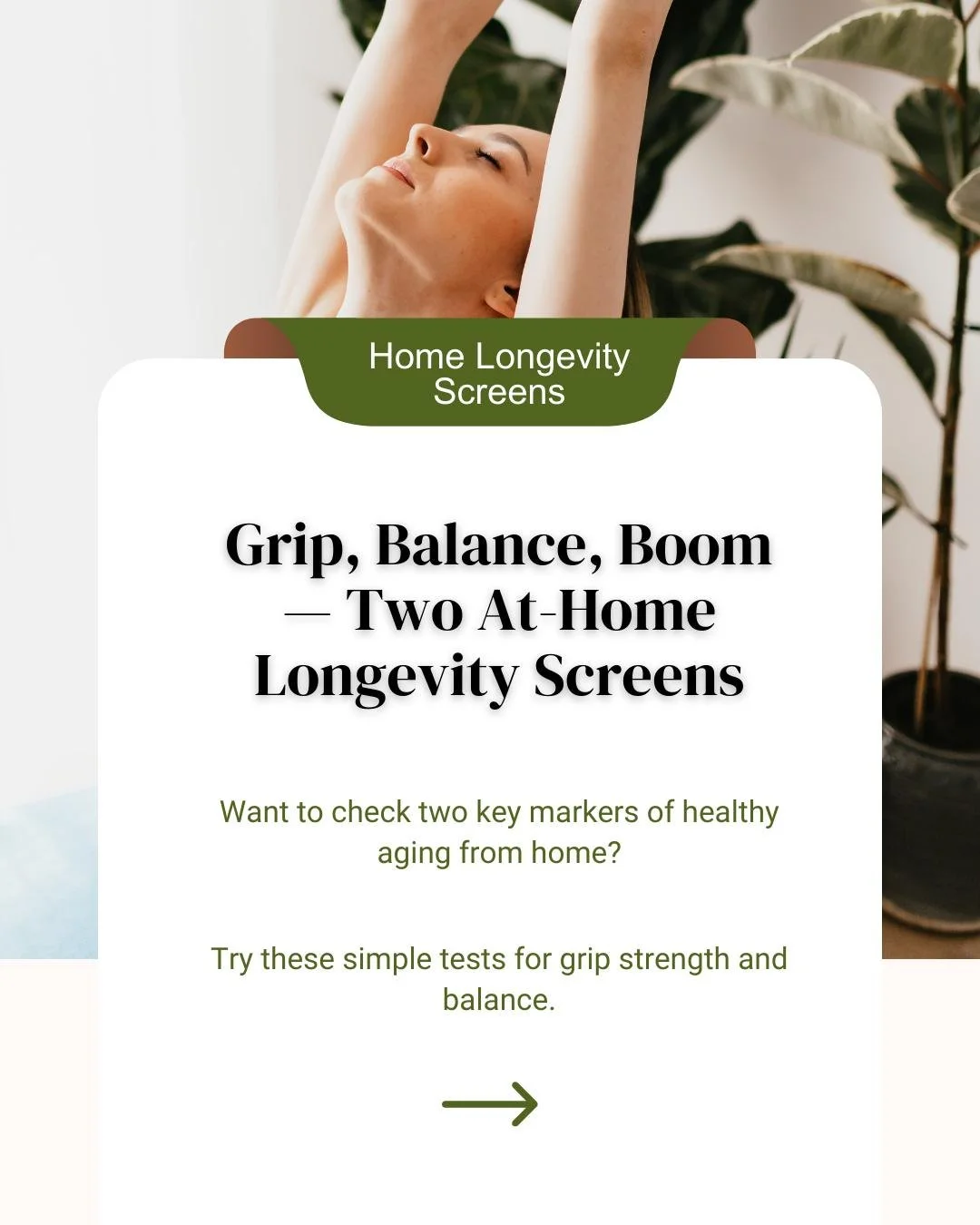 Functional fitness isn&rsquo;t just about strength &mdash; it&rsquo;s about staying steady, capable, and confident as you age.

These two quick at-home tests give you a simple snapshot of your functional health:

1️⃣ Grip Strength
A helpful indicator