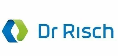 Logo with a blue and green geometric icon and the text 'Dr Risch' in blue