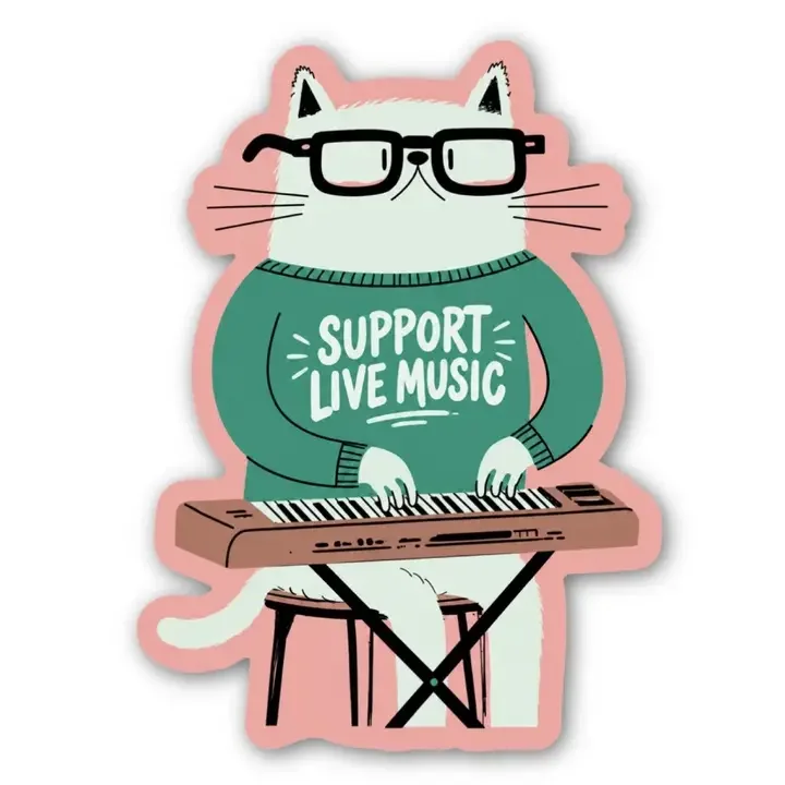 Support Live Music Cat Sticker