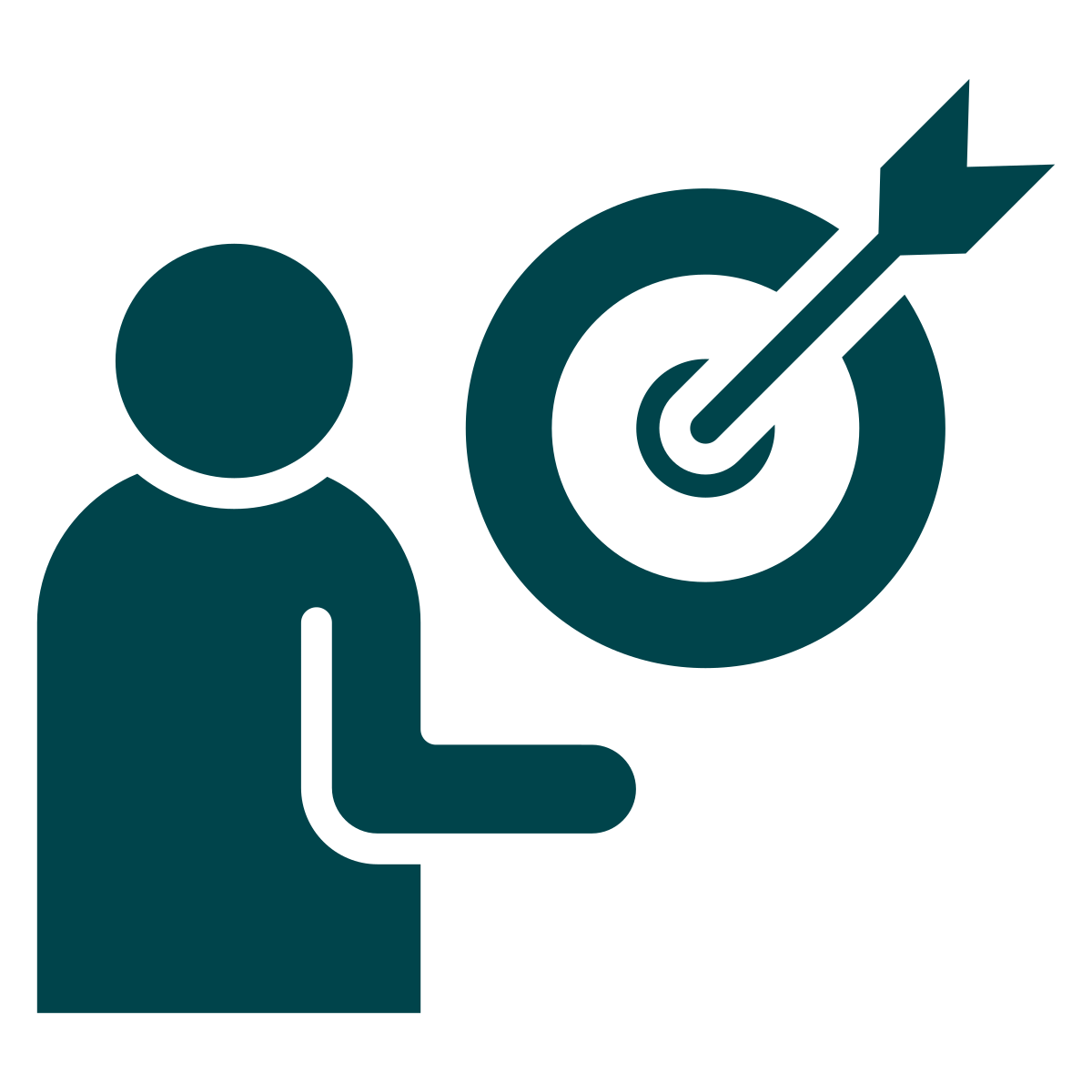 Human silhouette facing a target with an arrow hitting the bullseye, symbolizing finding an ADHD Therapist for Adults near me