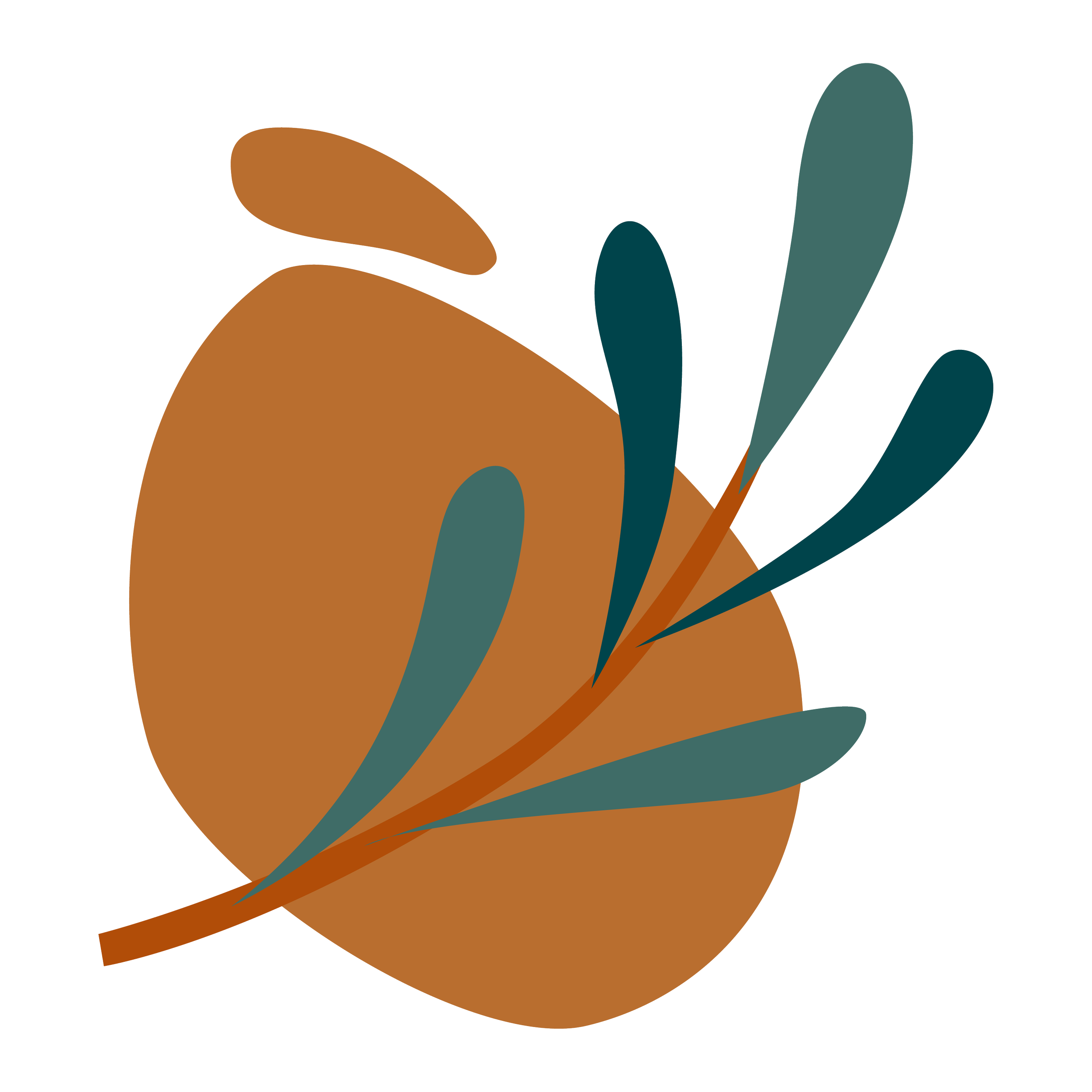 Abstract illustration of orange shape with green leaves to represent growth in ADHD Therapy