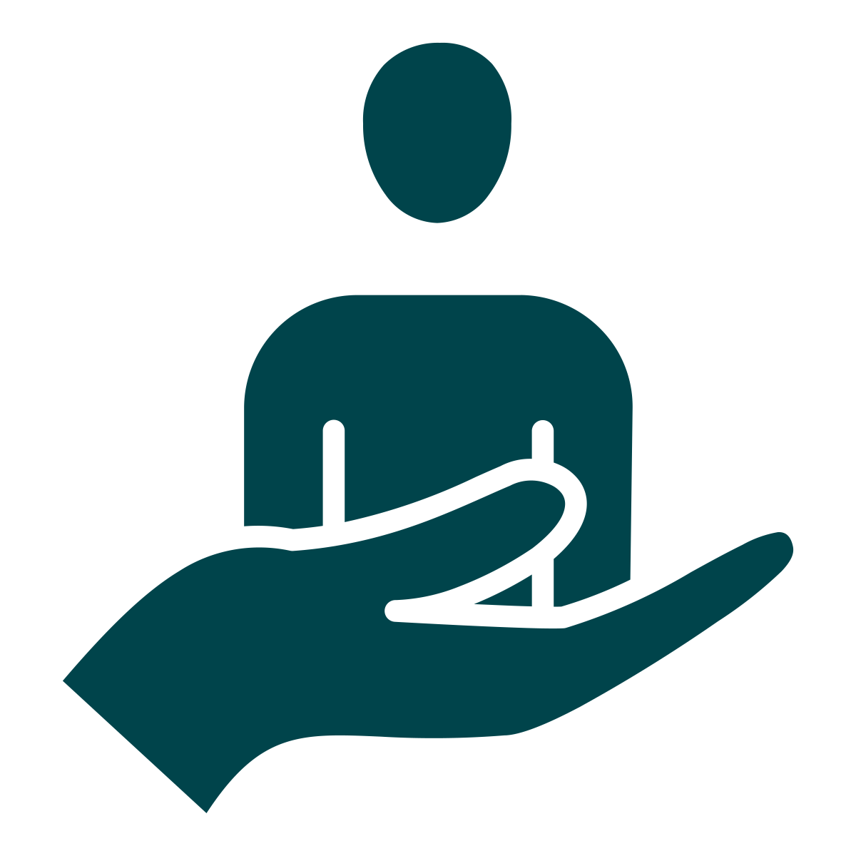 A simplified illustration of a human figure being supported by an open hand, representing care or support from an ADHD Therapist Houston