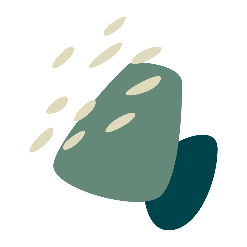 Abstract pebble illustration one large teal rock and smaller tan rocks symbolizing phases of EMDR Therapy for Anxiety