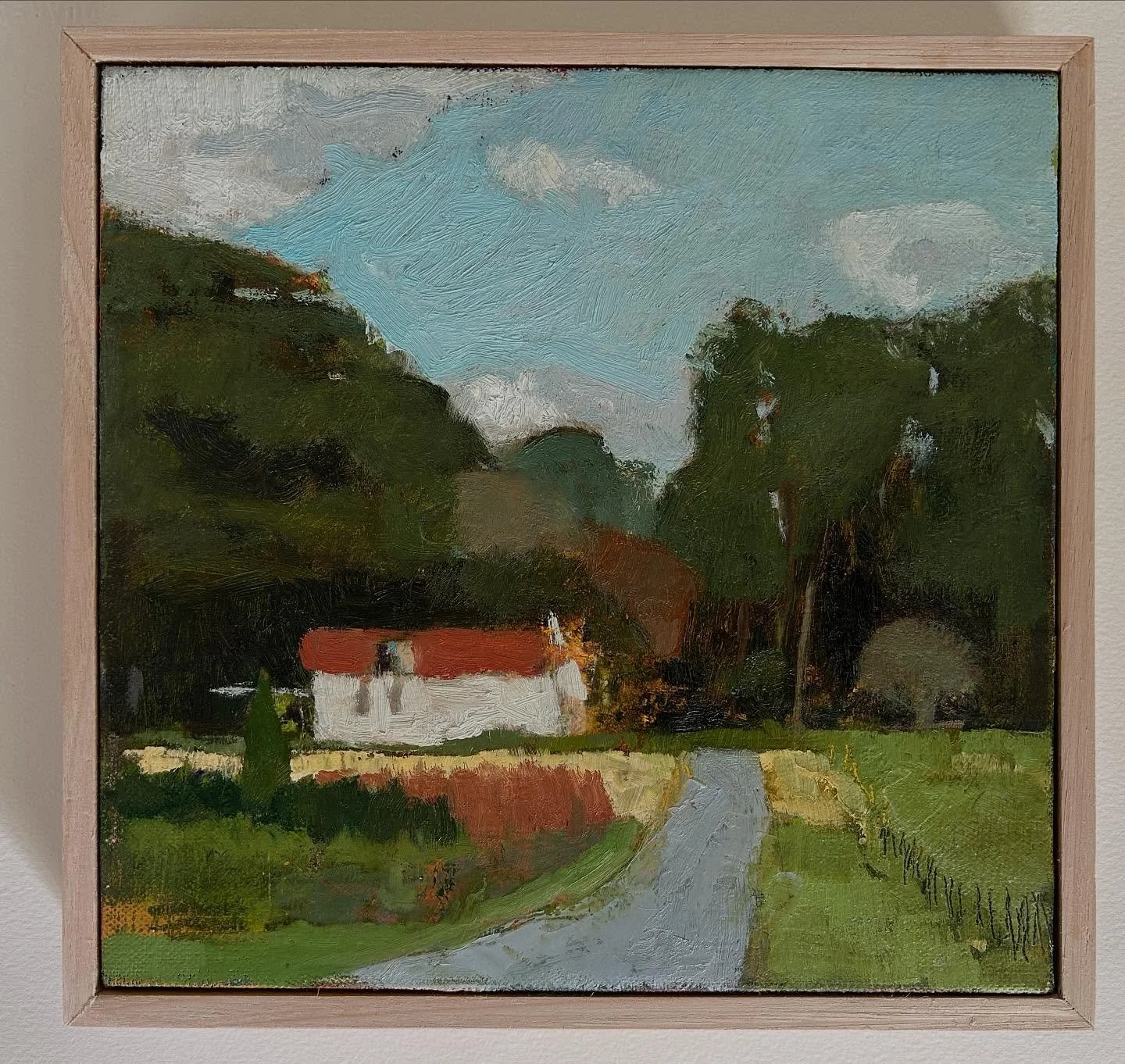 I stopped and made this small plein air painting on my way back from visiting mum in Wollongong. Oil on linen 23cm x 23cm. 
It&rsquo;s available with a bunch of small works on my web site www.karllorenz.com.au. Link 🔗 in bio.