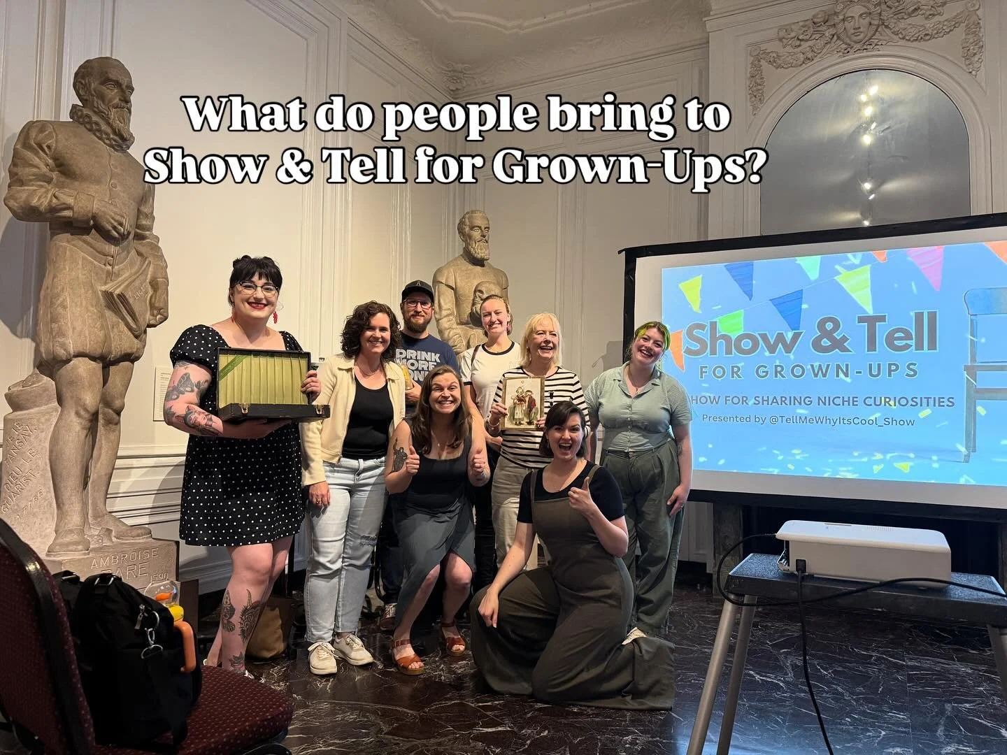 What do people bring to Show & Tell for Grown-Ups?!
๐ Everything! ๐
โ๏ธPresenters sign up online (with the link in bio) with a topic that they are passionate about.
๐คYou don’t need a PhD in the subject to share why it’s cool! ๐ซถ Ou