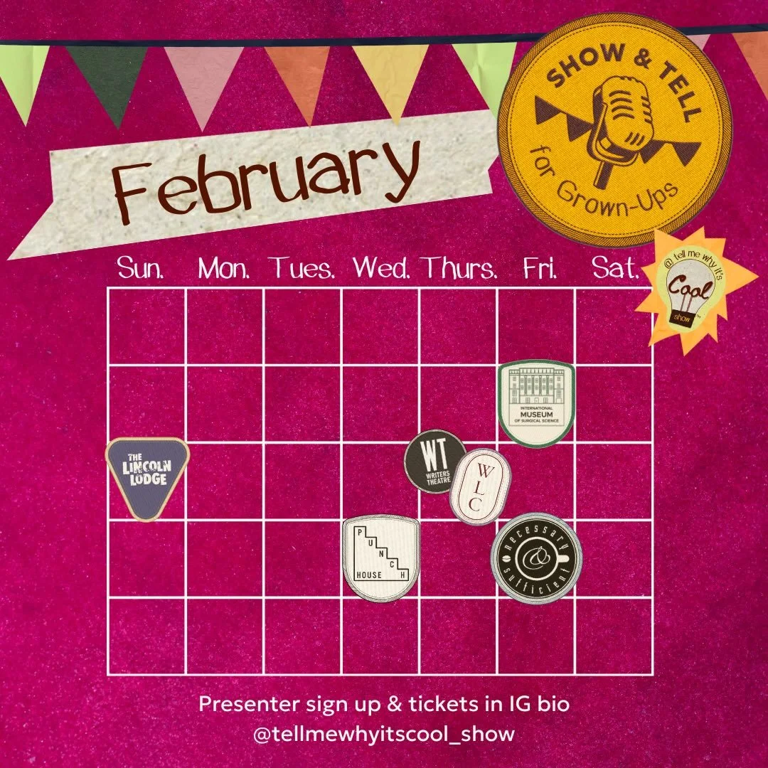 If you want to fall in 💕LOVE 💖 with a nerd night out&hellip; then join us at Show &amp; Tell for Grown-Ups!

🎟️ ✍️ Grab your tickets or sign up to be a presenter with our link in IG bio 

🎉 February Calendar Drop! 🎉

🗓️2/13 We&rsquo;re hosting 