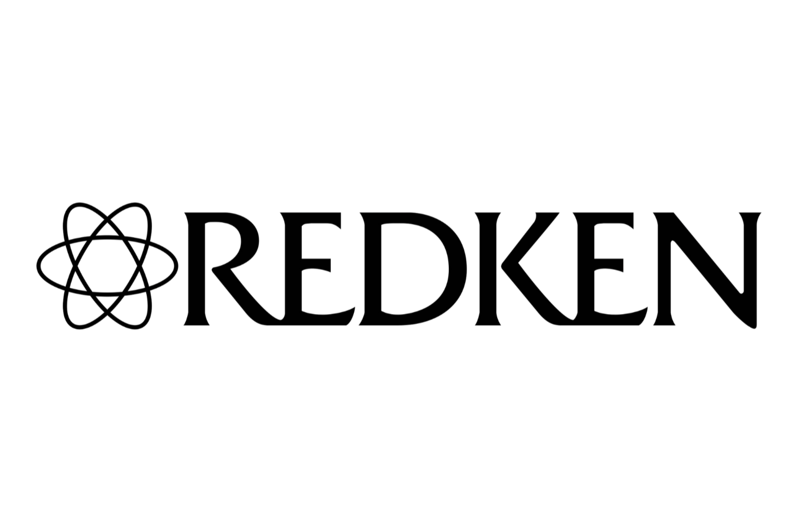 Redken logo with a stylized atom symbol to the left of the word 'REDKEN' in capital letters.