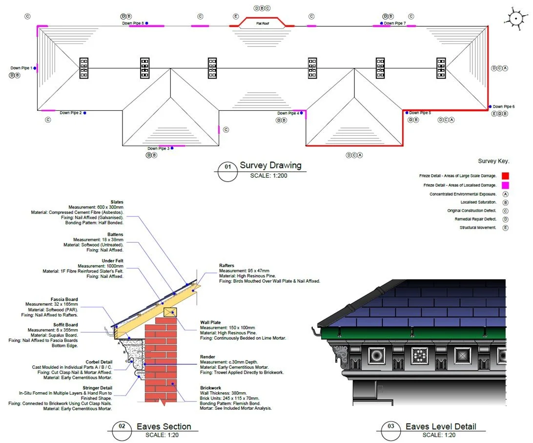 Conservation repair drawings, details and specification relating to the repair of the roof to Oswestry Railway Station, a grade 2 listed building in the care of Shropshire Council.
