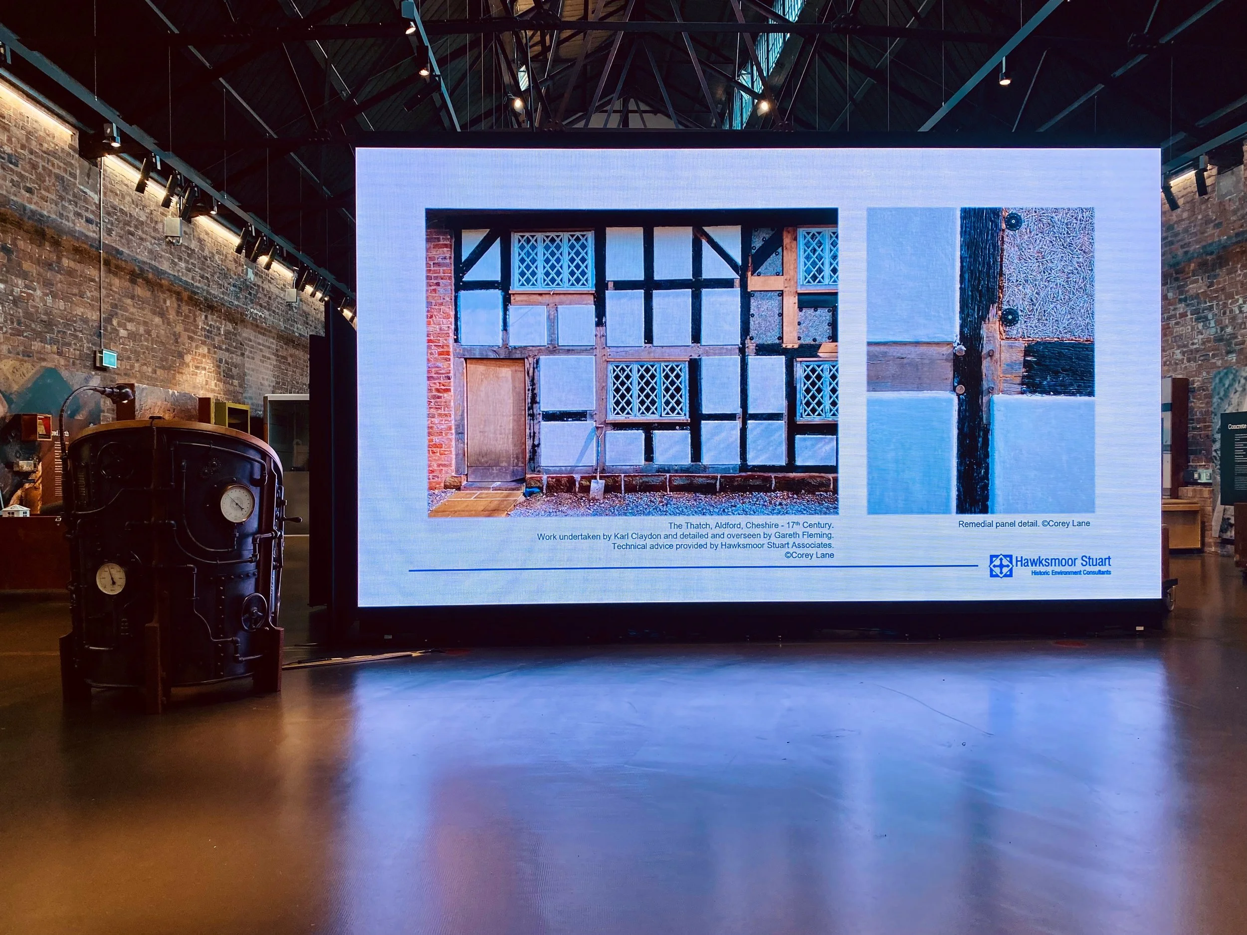 Corey Lane delivering a presentation for Historic Environment Scotland on the application of lime surface finishes to timber framed buildings.