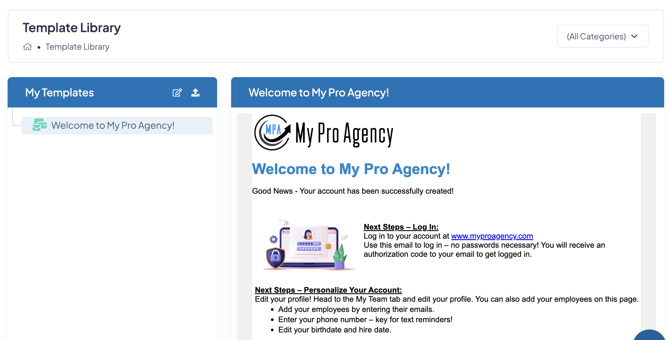 Email Templates — MyProAgency