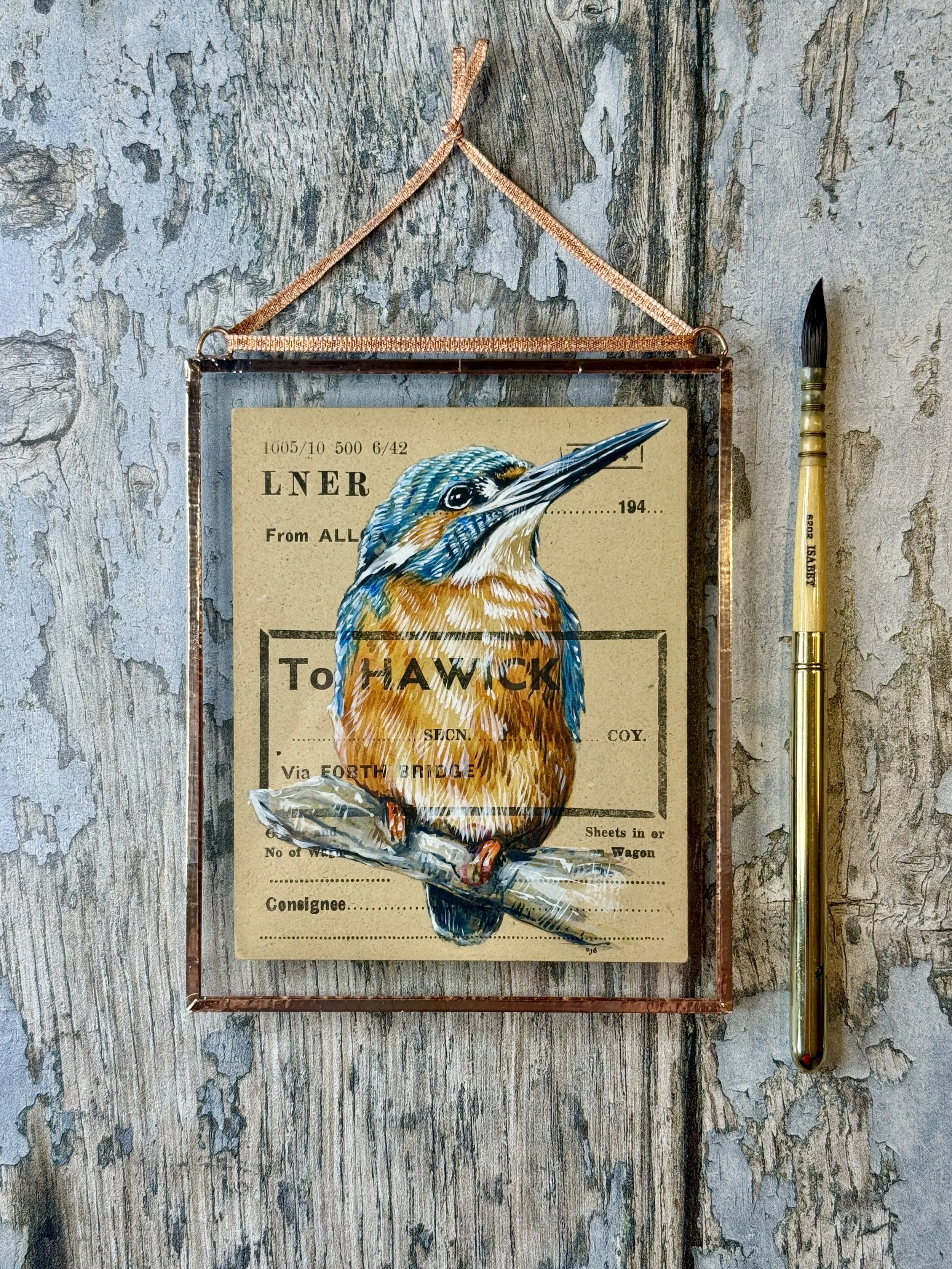 Kingfisher - 1940s LNER Wagon Label - Hawick / Forth Bridge