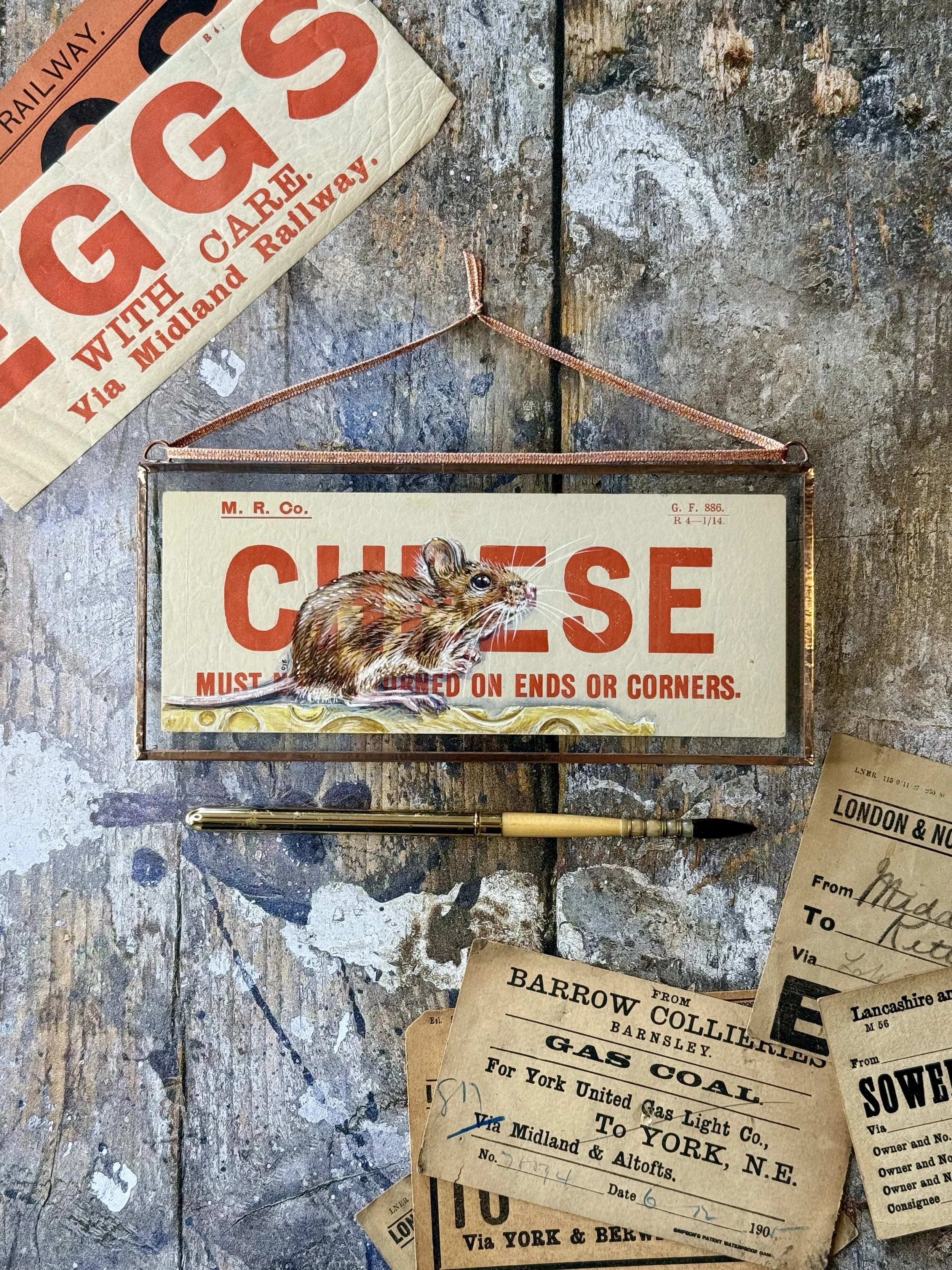 Feast - 1914 Midland Railway Co. Cheese Label | Copper Foil Framed Original Painting
