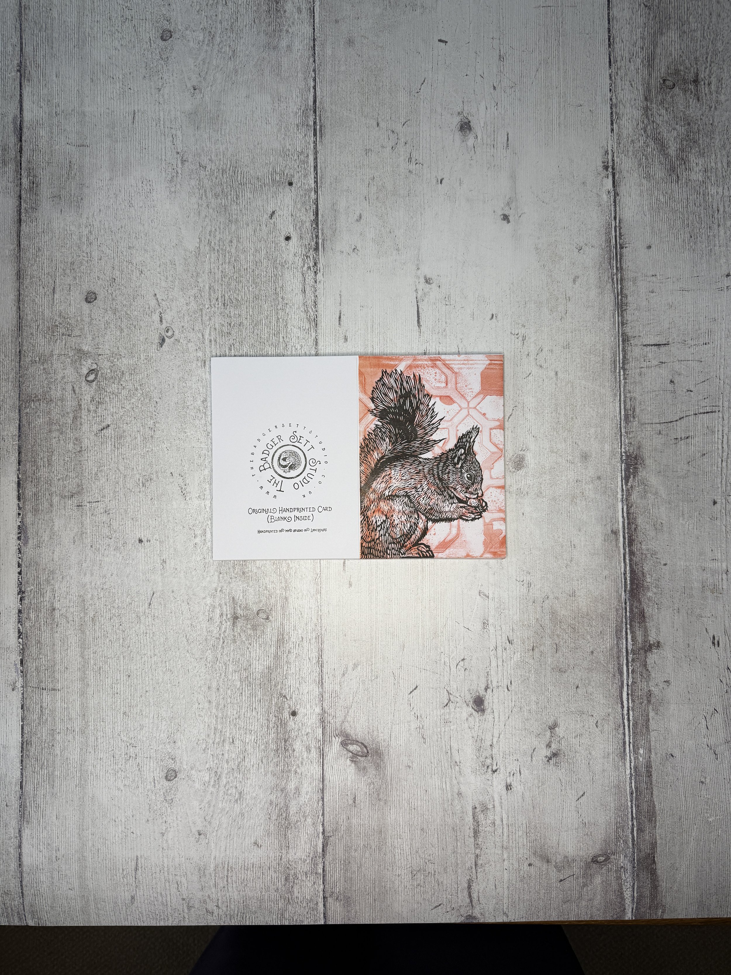 The Badger Sett Studio Handprinted Lino Print Red Squirrel Card.jpg