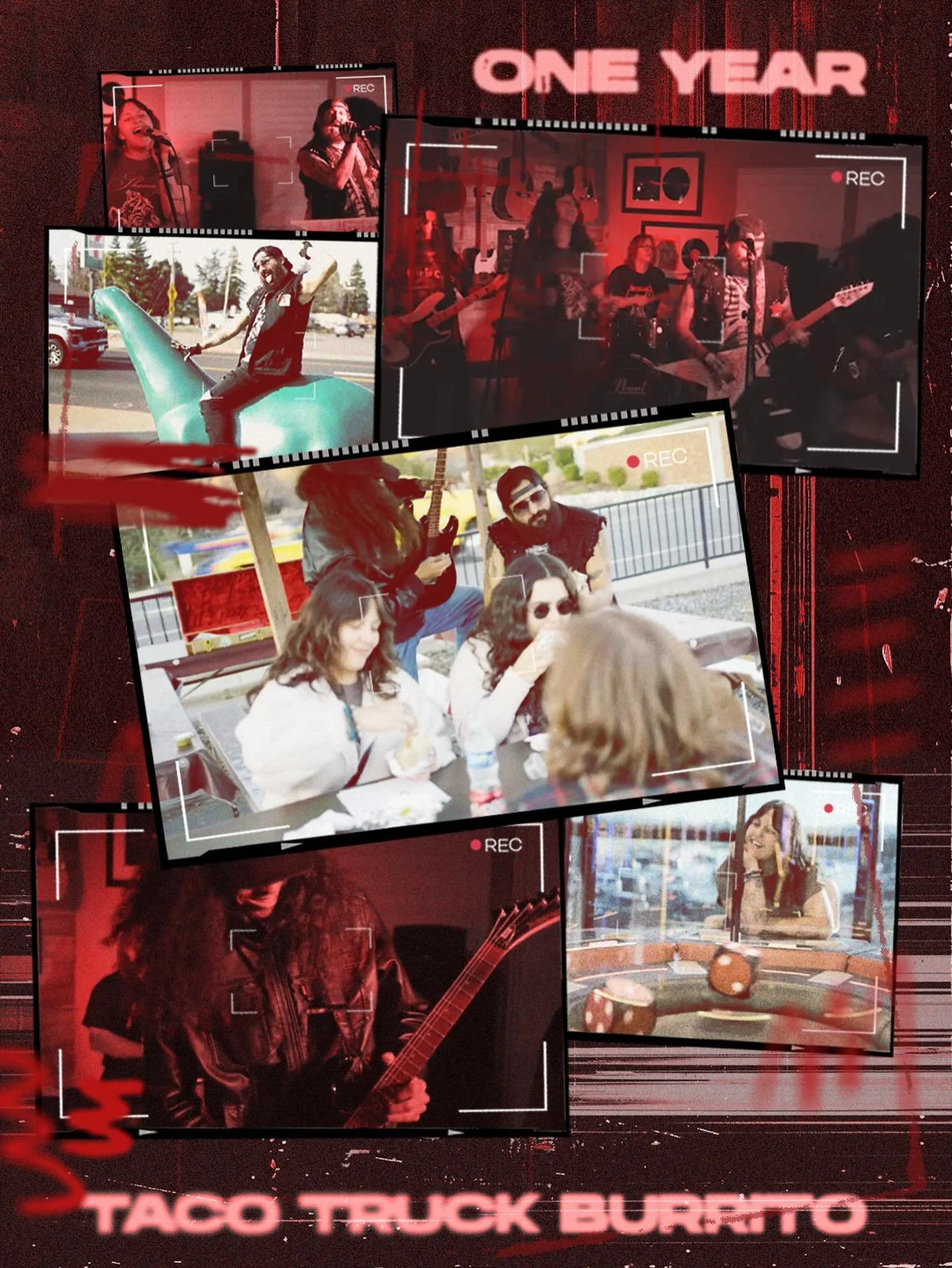 🌯🎉ONE YEAR OF TACO TRUCK BURRITO🎉🌯 

One year ago today we released our first single on Taking Back What&rsquo;s Mine along with a music video🎥

This was the bands very first music video and it&rsquo;s reached 725 views so far 🔥 May this song i
