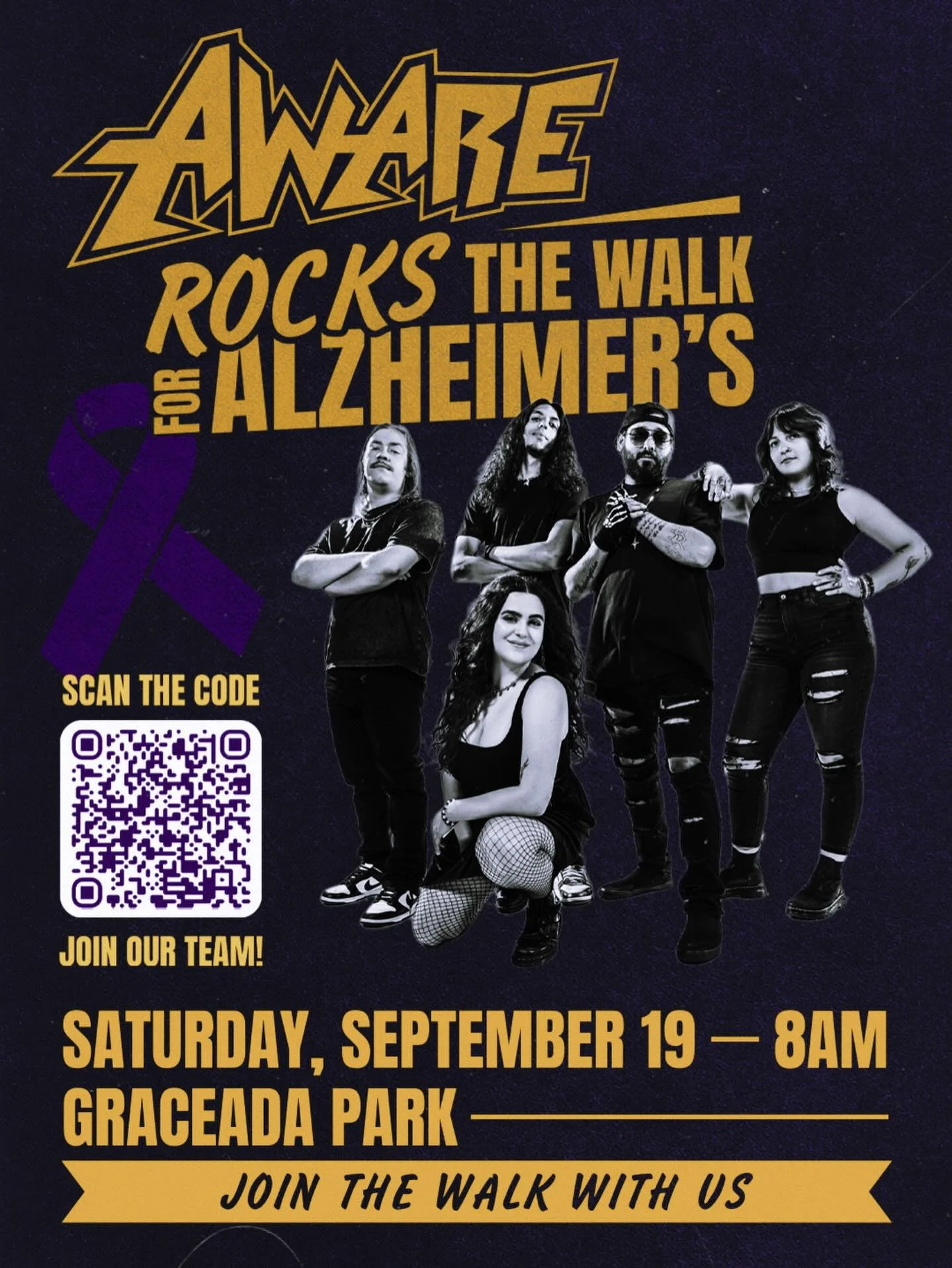ROCK THE WALK👟🤘

Join Team Bands Against Alzheimer&rsquo;s We&rsquo;re teaming up with local bands Emerson Biggins, Triple D, and Aware to support the fight against Alzheimer&rsquo;s.

This cause hits close to home, and we&rsquo;re walking in honor