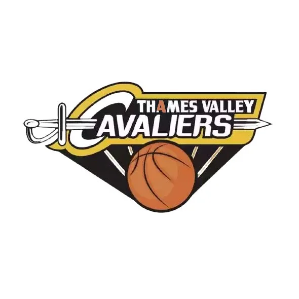 Thames Valley Cavaliers logo with a sword and basketball.