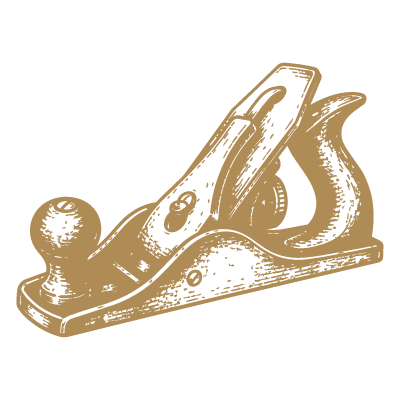 Vintage hand planer tool on a black background