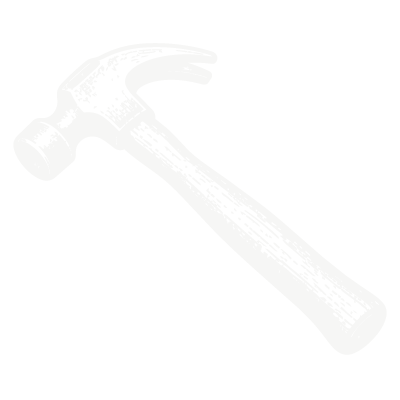 Silhouette of a hammer against a black background.