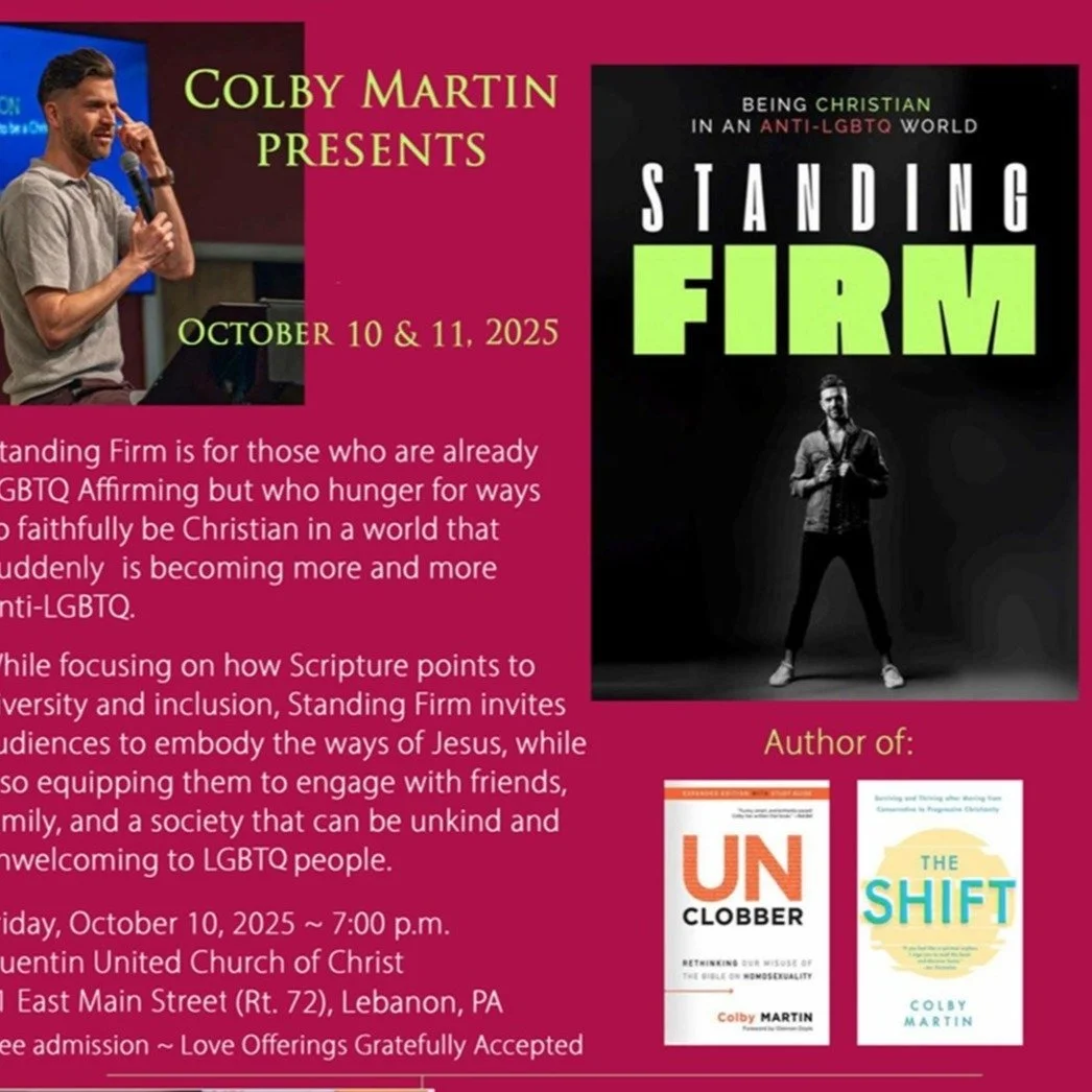 Educational Opportunity in the Harrisburg Area:

Colby Martin who wrote the book UnClobber: Rethinking Our Misuse of The Bible on Homosexuality, will be in town this weekend for two events. 

Friday night, October 10 at 7:00 PM, he will speak at Quen