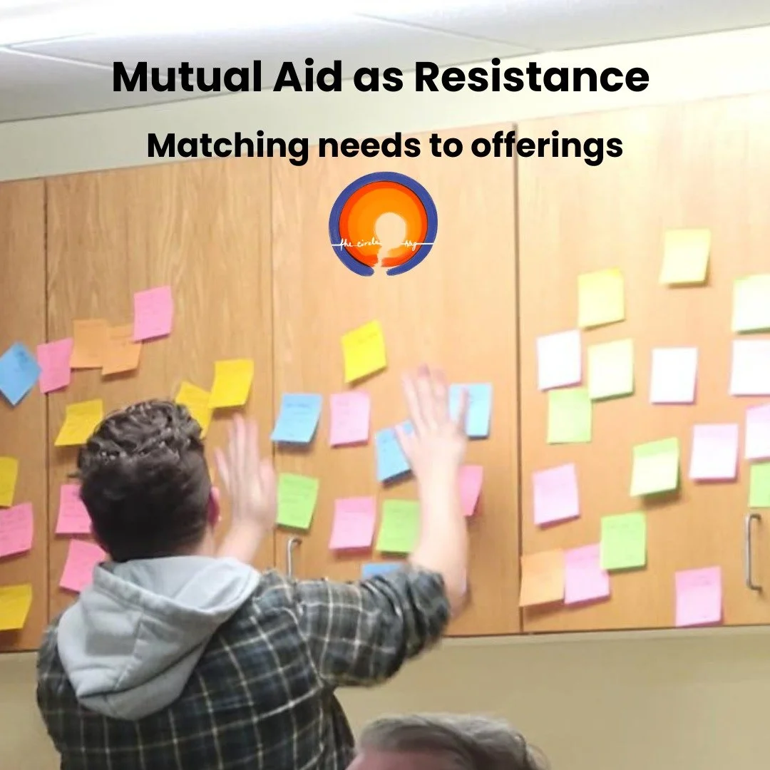 The Circle Hbg gathered on Sunday night, November 2, to engage in a conversation about mutual aid. It is our belief that mutual aid is a form of resistance in a society that values radical self-reliance and marginalization. Mutual aid assumes everyon
