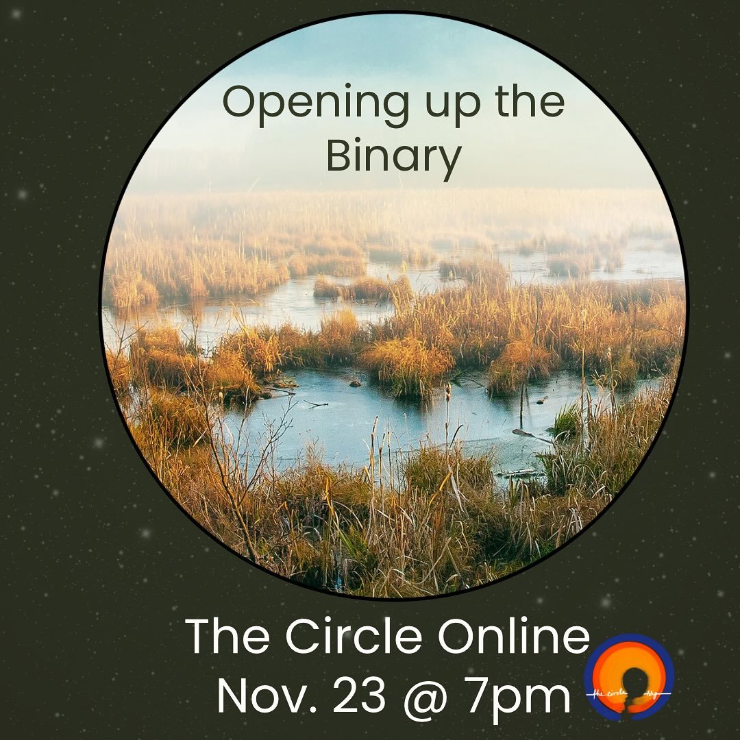 Join us for our next gathering of The Circle Online Nov. 23 at 7pm as we open up the binary.  When we gather we will explore and expand the creation story as found in Genesis, finding room for all the beauty of our earth and humanity.  While this sto