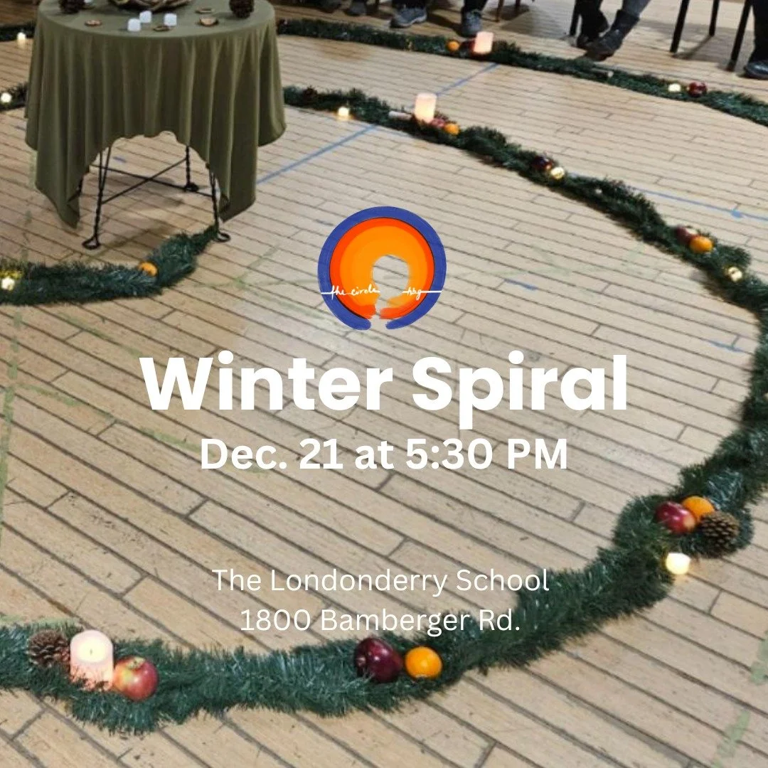 Join The Circle Hbg on Sunday, December 21 at 5:30 PM to walk the Winter Spiral in honor of the winter solstice. 

A hot chocolate bar will follow.

#thecirclehbg
#thecircleonline
#queercommunity
#queeradjacent
#alliestoo
#secondseason
#queerfullyand