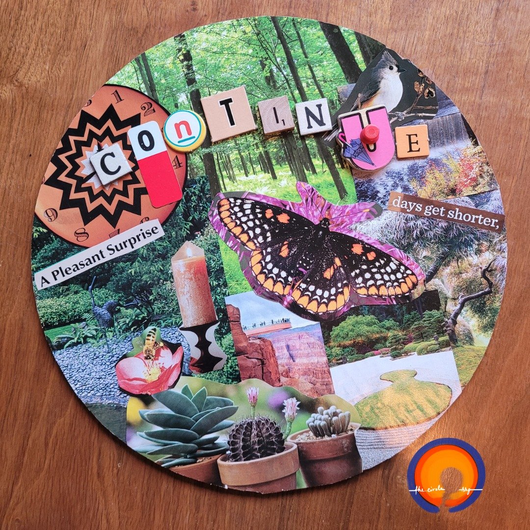 Here are a few of the beautiful collage mandalas created by those who attended The Circle Hbg this past Sunday. 

There was thoughtful contemplation and laughter around the tables. It was good to tend to our souls as we wrestle with the news out of I