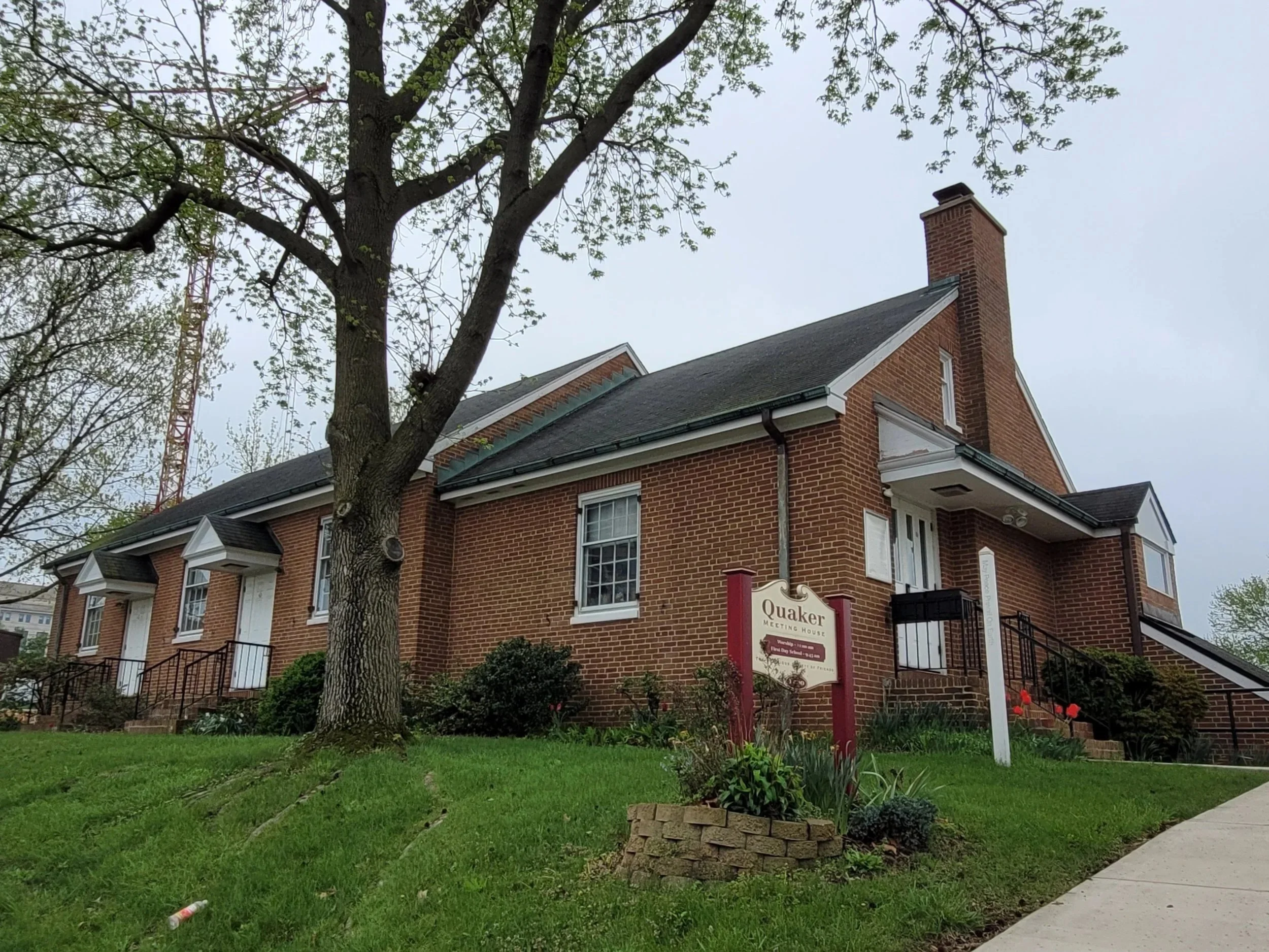 The Quaker Meeting House seen from 6th Street. 