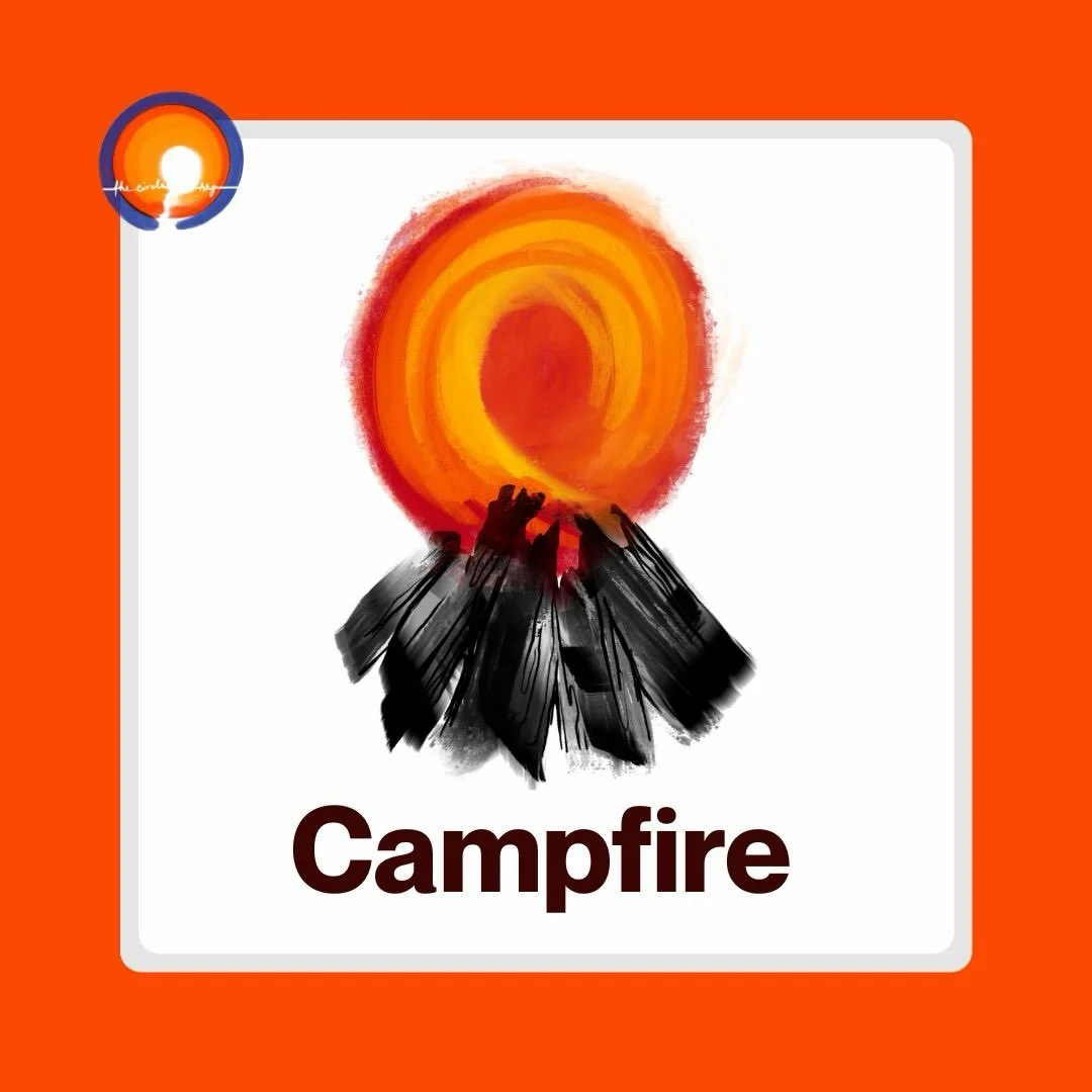 Excited for our new year at The Circle Hbg. For the last year we have been offering the Circle Online as a gathering similar to the in person gatherings. This year we are doing something new!  Gathering around a campfire often invites us to let down 