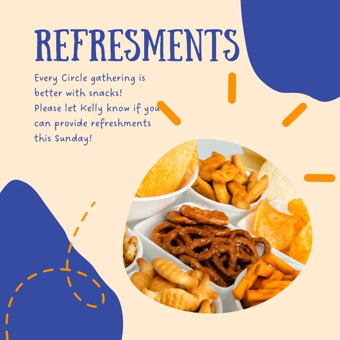 We love to have light refreshments after The Hearth. If you are able to provide any snacks or desserts for this coming Sunday, October 18, please let me know. You can email me at thecirclehbg@gmail.com. 

#thecirclehbg
#queercommunity
#queeradjacent

