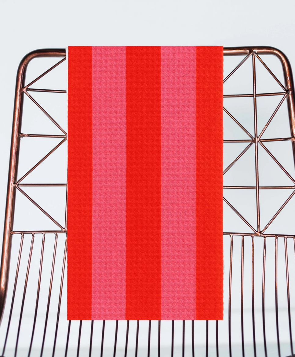 Pink & Red Stripe Microfiber Kitchen Towel