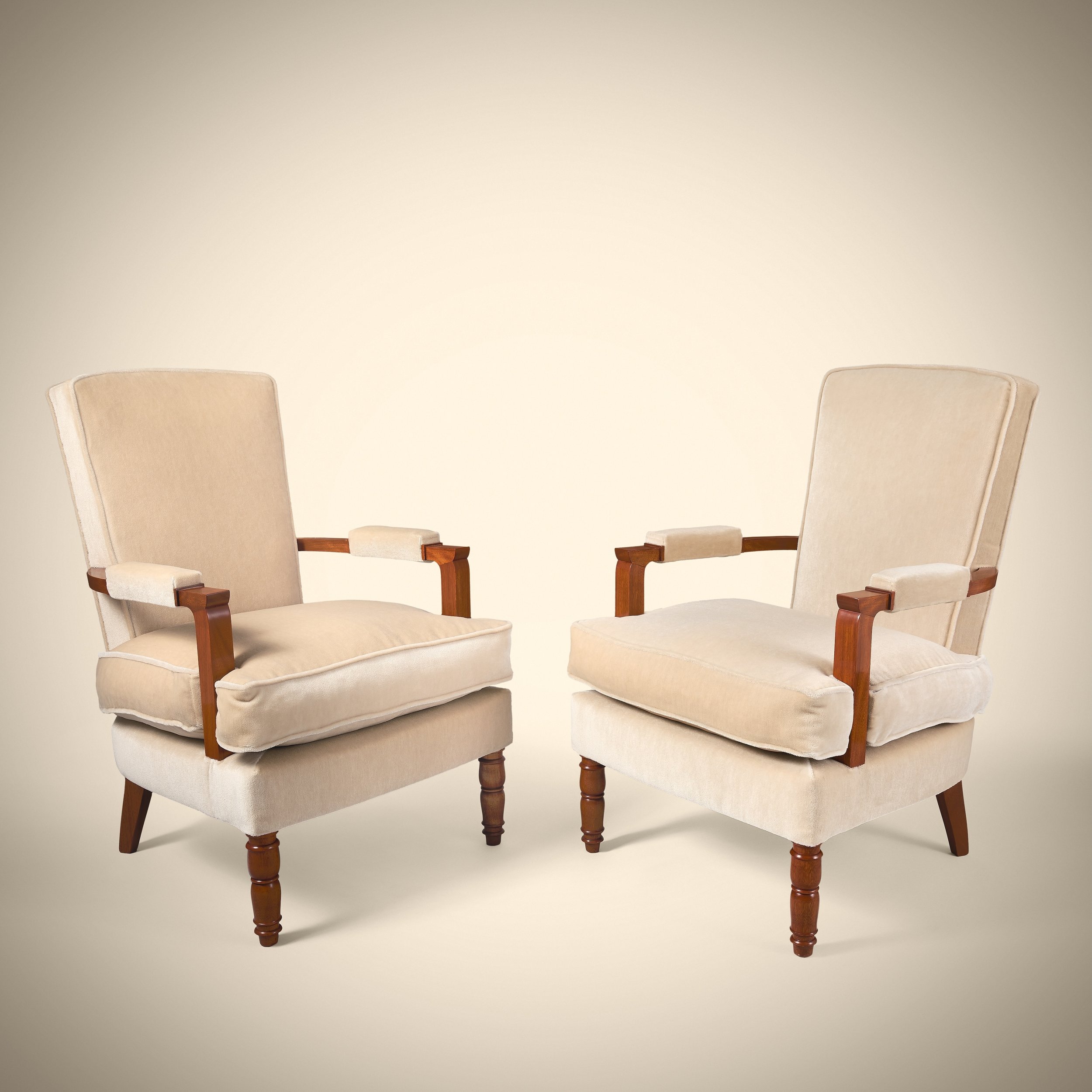 Jules LELEU - paire de fauteuils Eisenhower, circa 1957