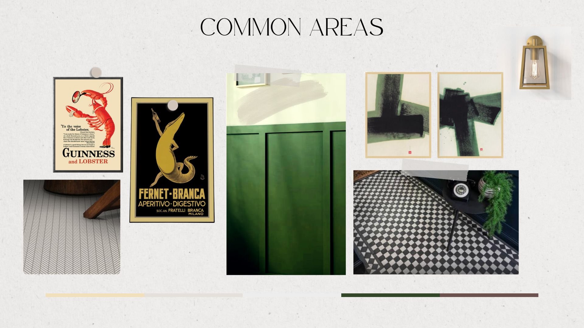 Mood boards for the common areas at the Bunk Inn - Newbury.