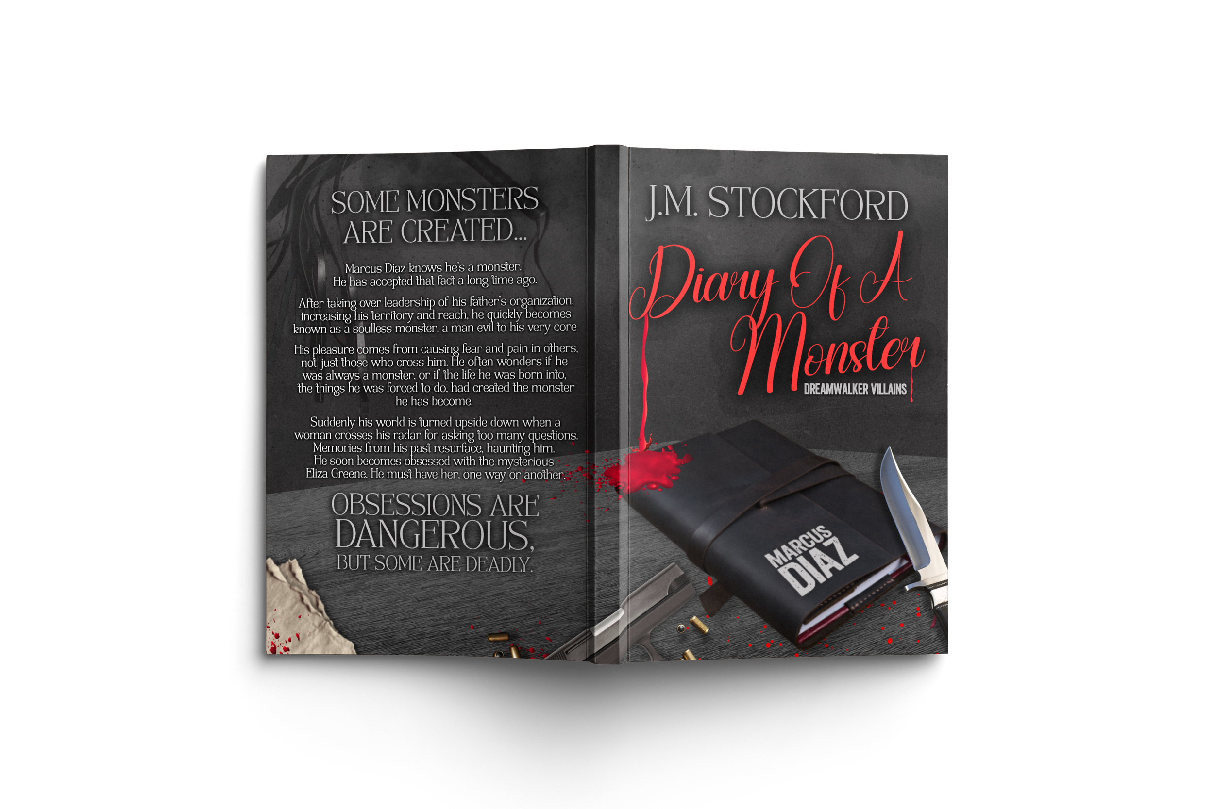 mockup book cover of diary of a monster by jm stockford
