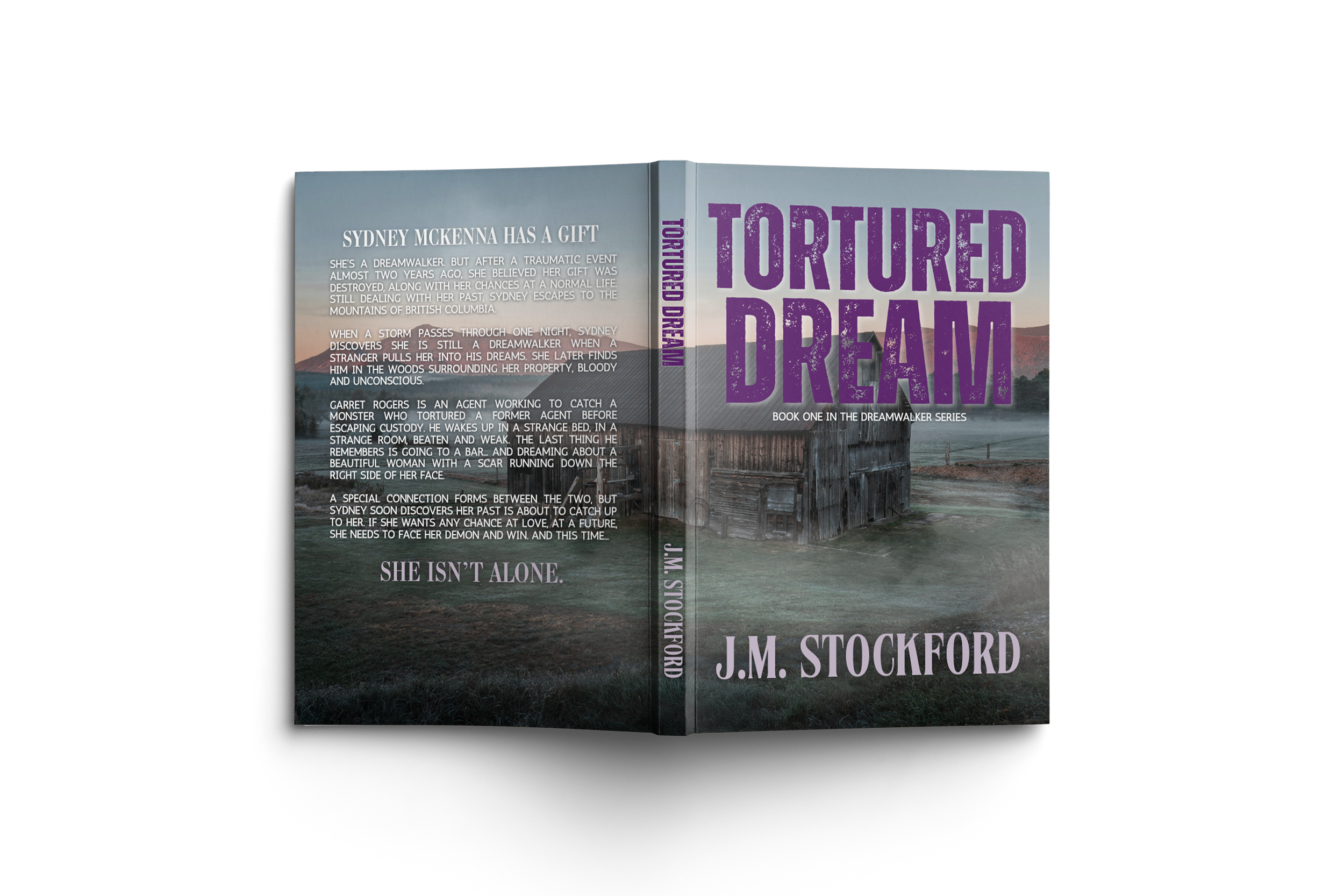 mockup book cover of tortured dream by jm stockford