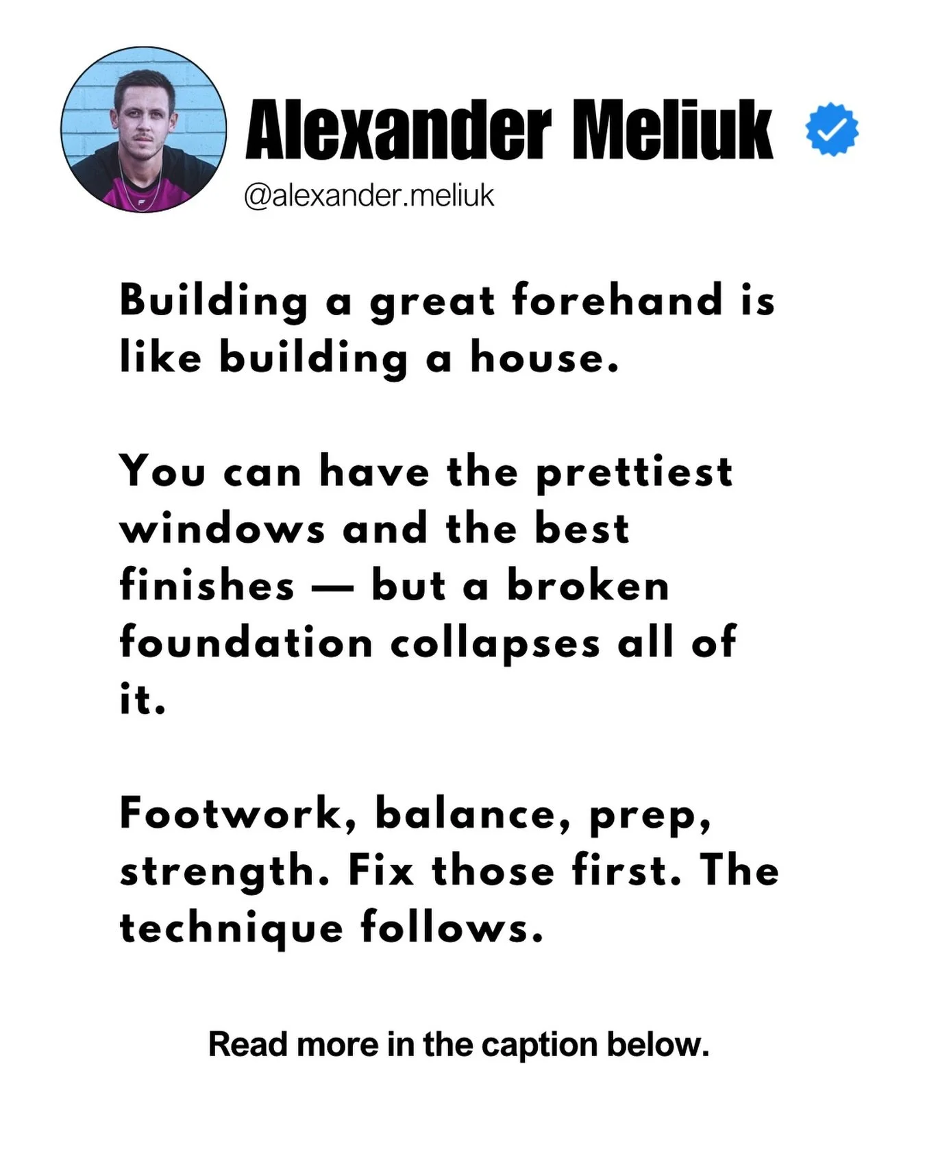 Everyone&rsquo;s grinding their swing in the mirror and wondering why it still falls apart in a match.

Here&rsquo;s the truth: technique is the finish work. It&rsquo;s the windows and the doors. Beautiful, sure &mdash; but it&rsquo;s not what holds 