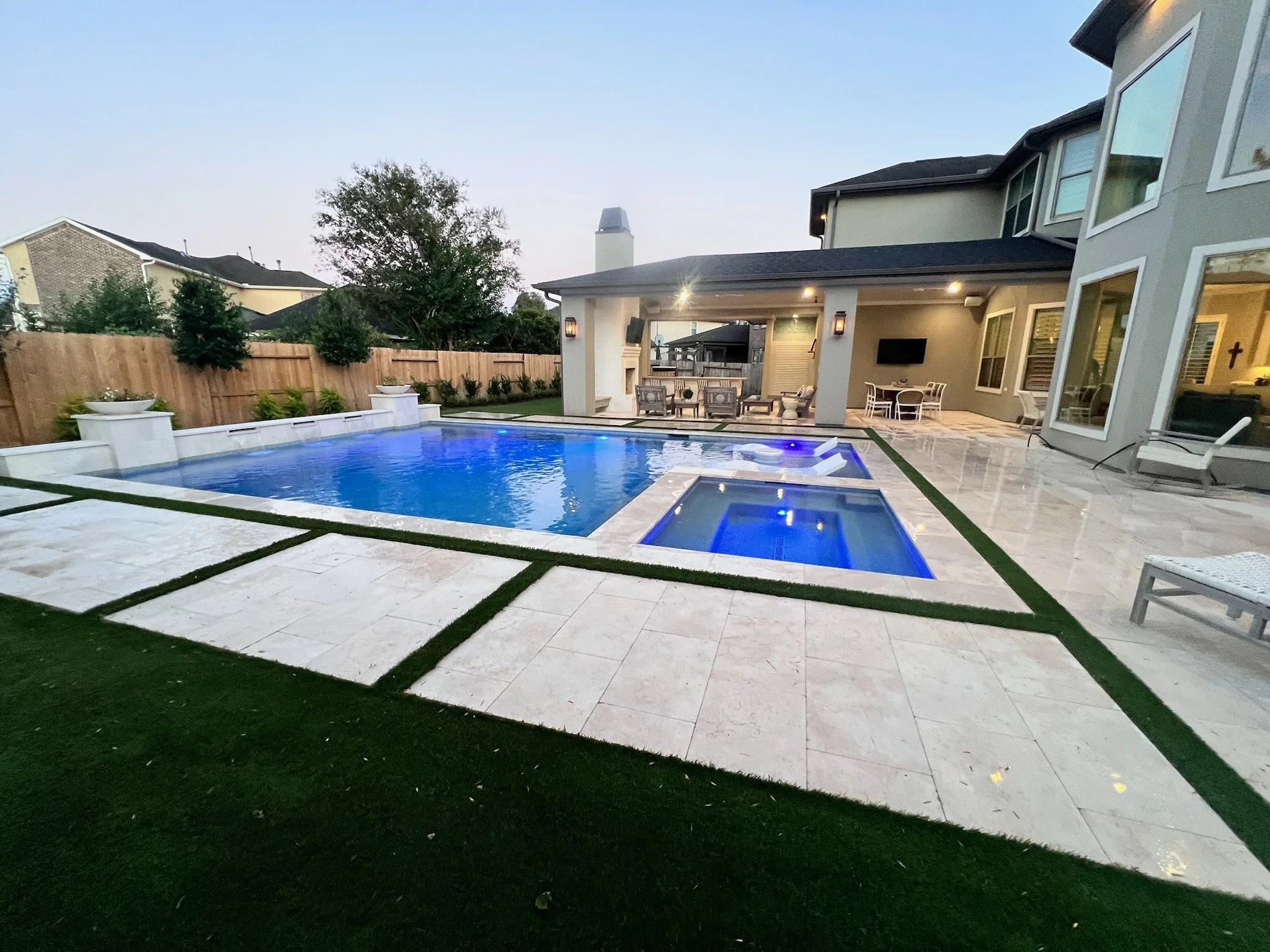 Pool spa step pads with turf