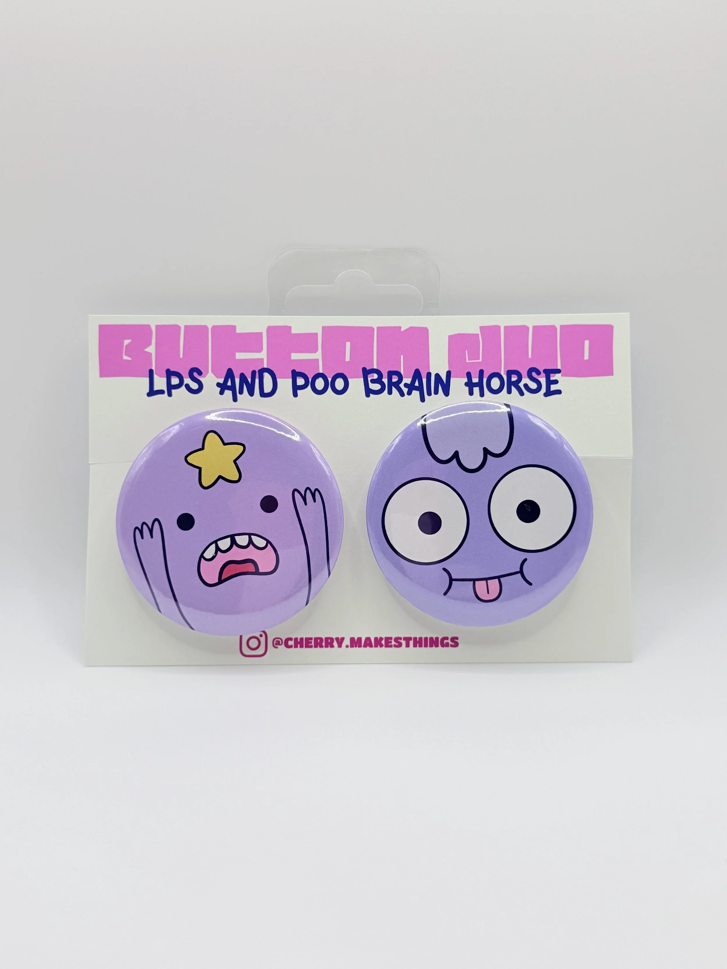 LPS AND POO BRAIN HORSE button badge duo