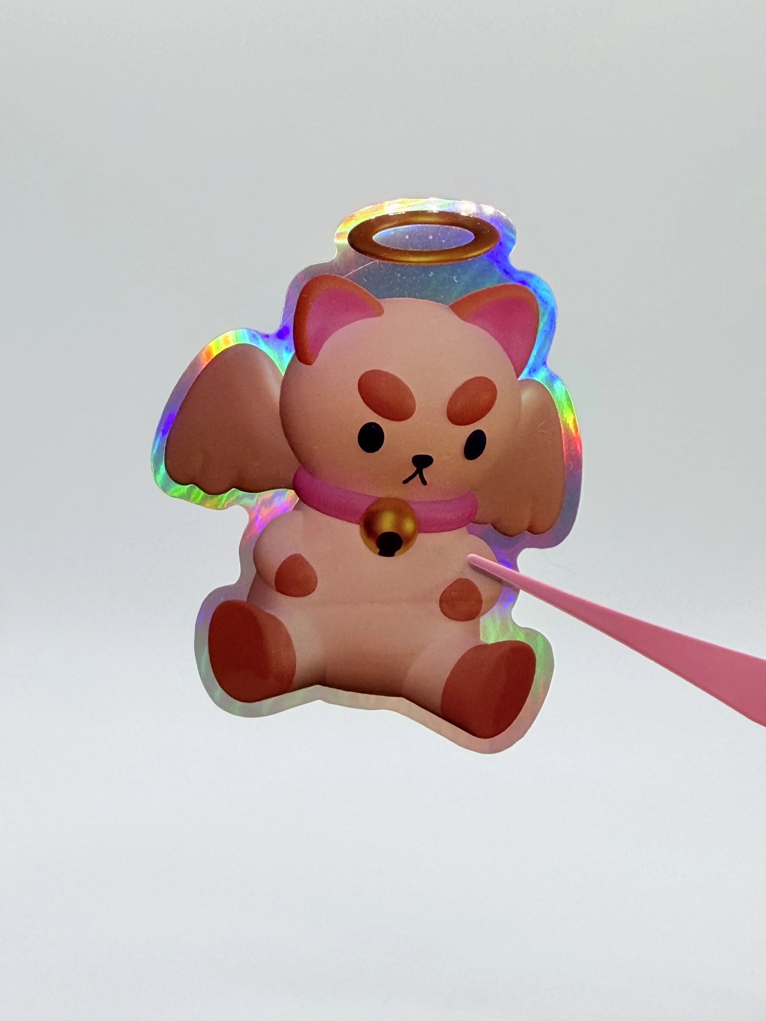 angel puppy.. or cat? animation inspired holo sticker