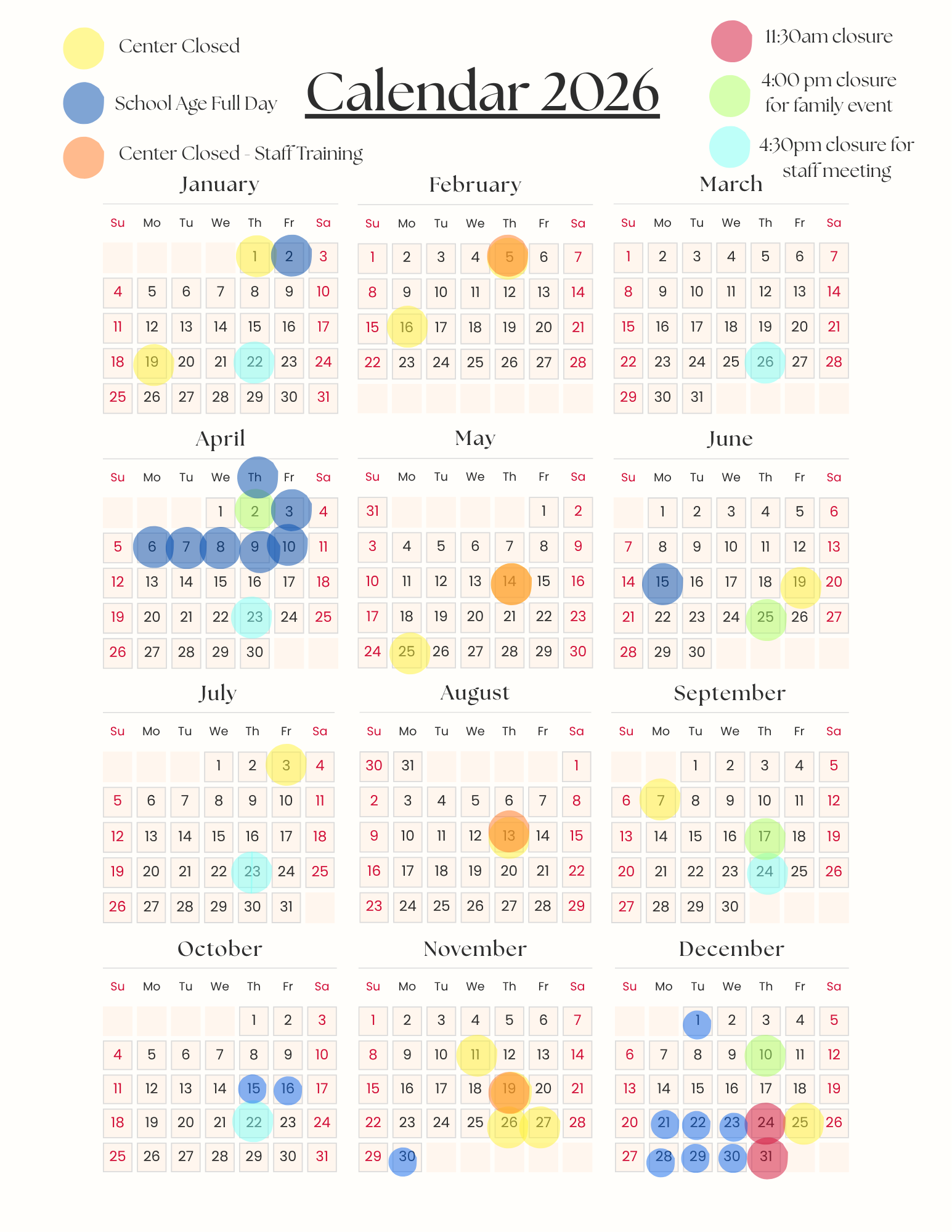 2026 Calendar