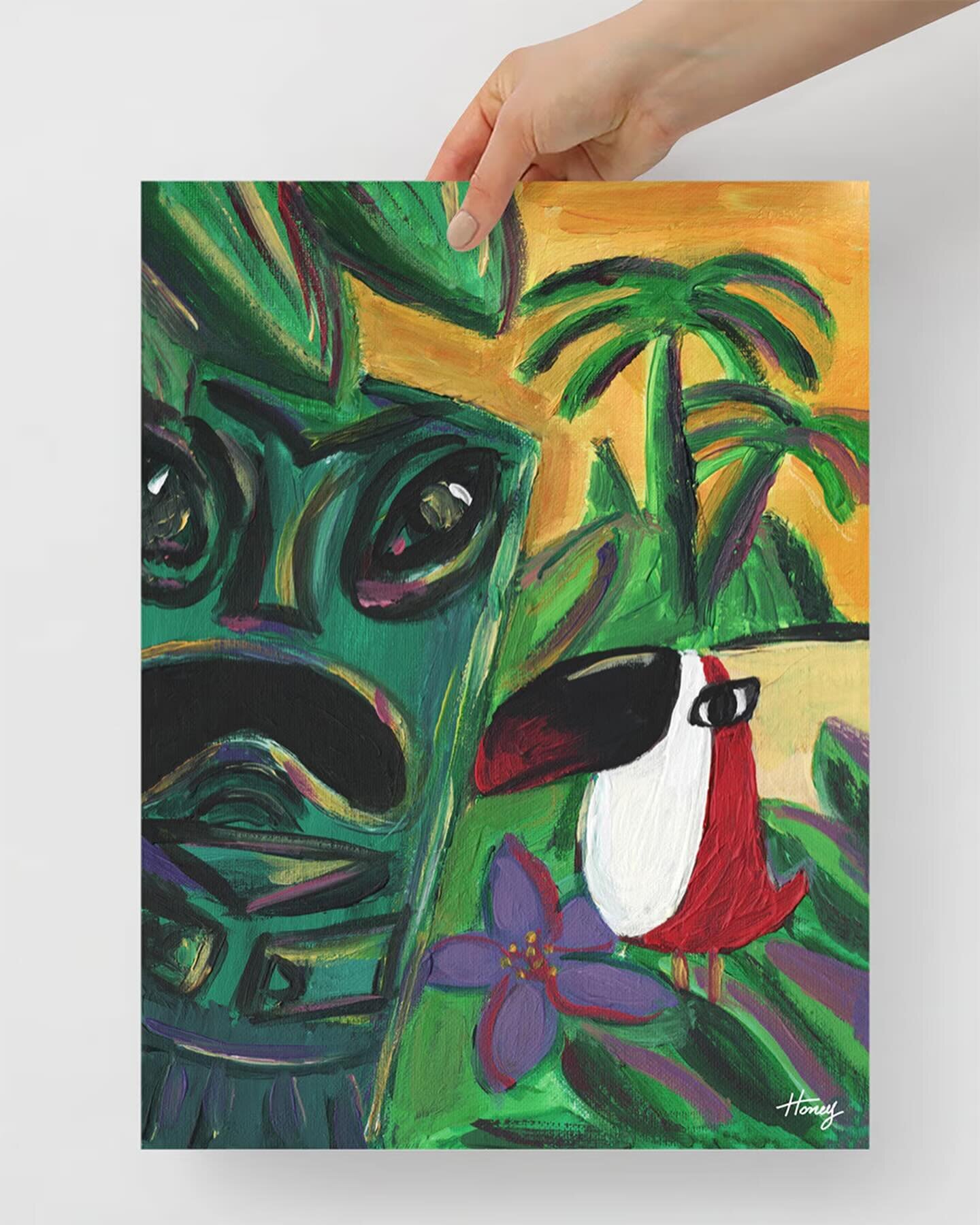 🌴 Introducing &ldquo;Island Spirits&rdquo; 🎨 Immerse yourself in the enchanting world of tropical mystique with this original 9x12 acrylic painting on canvas. 🖼️ The vibrant colors and intricate details of the tiki totem pole, set against the back
